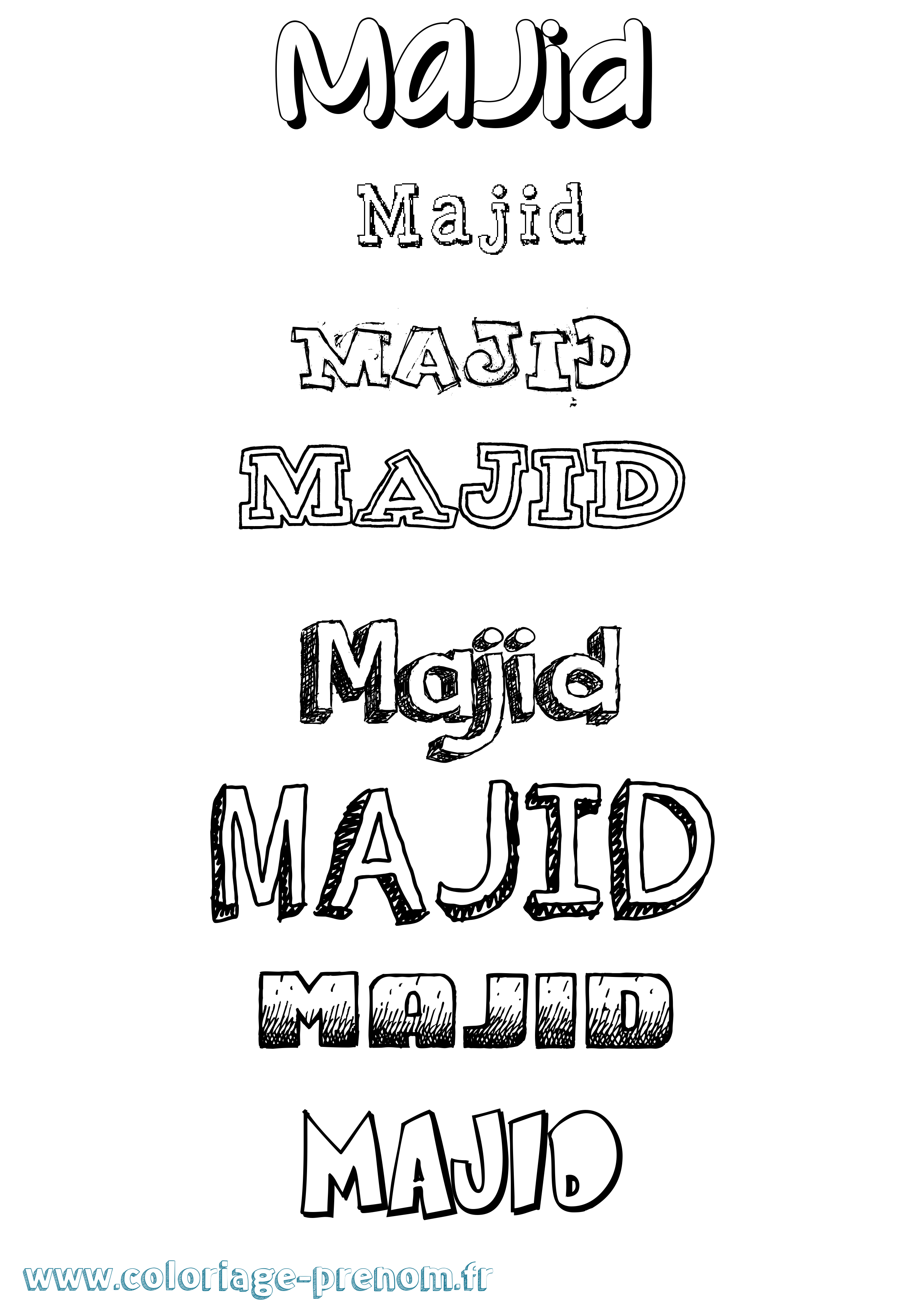 Coloriage prénom Majid Dessiné