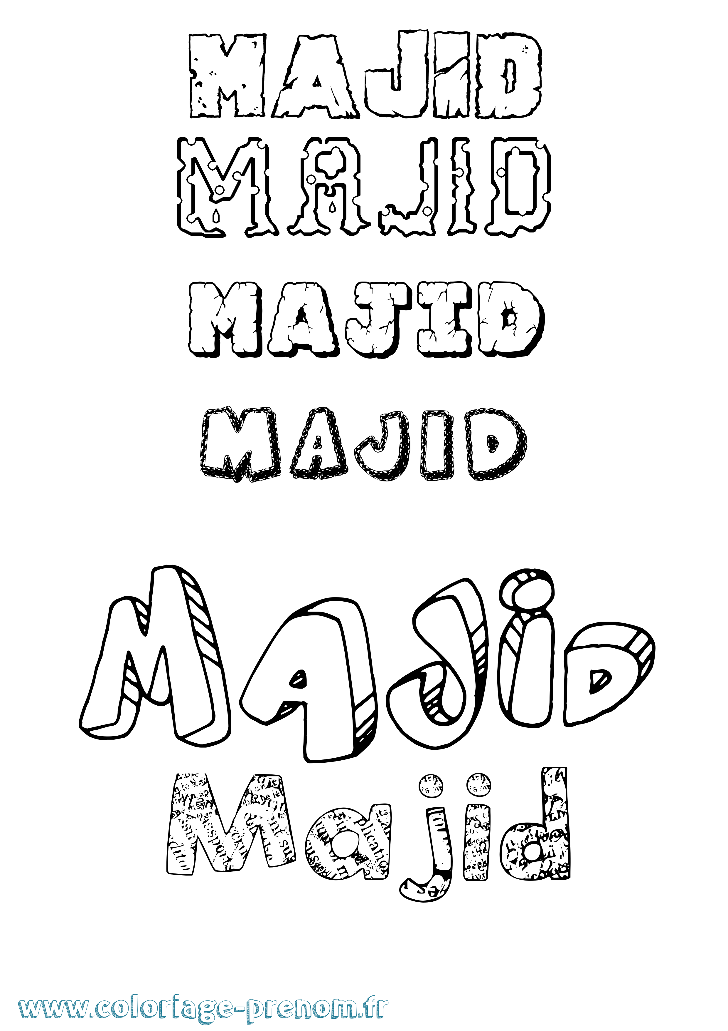 Coloriage prénom Majid Destructuré
