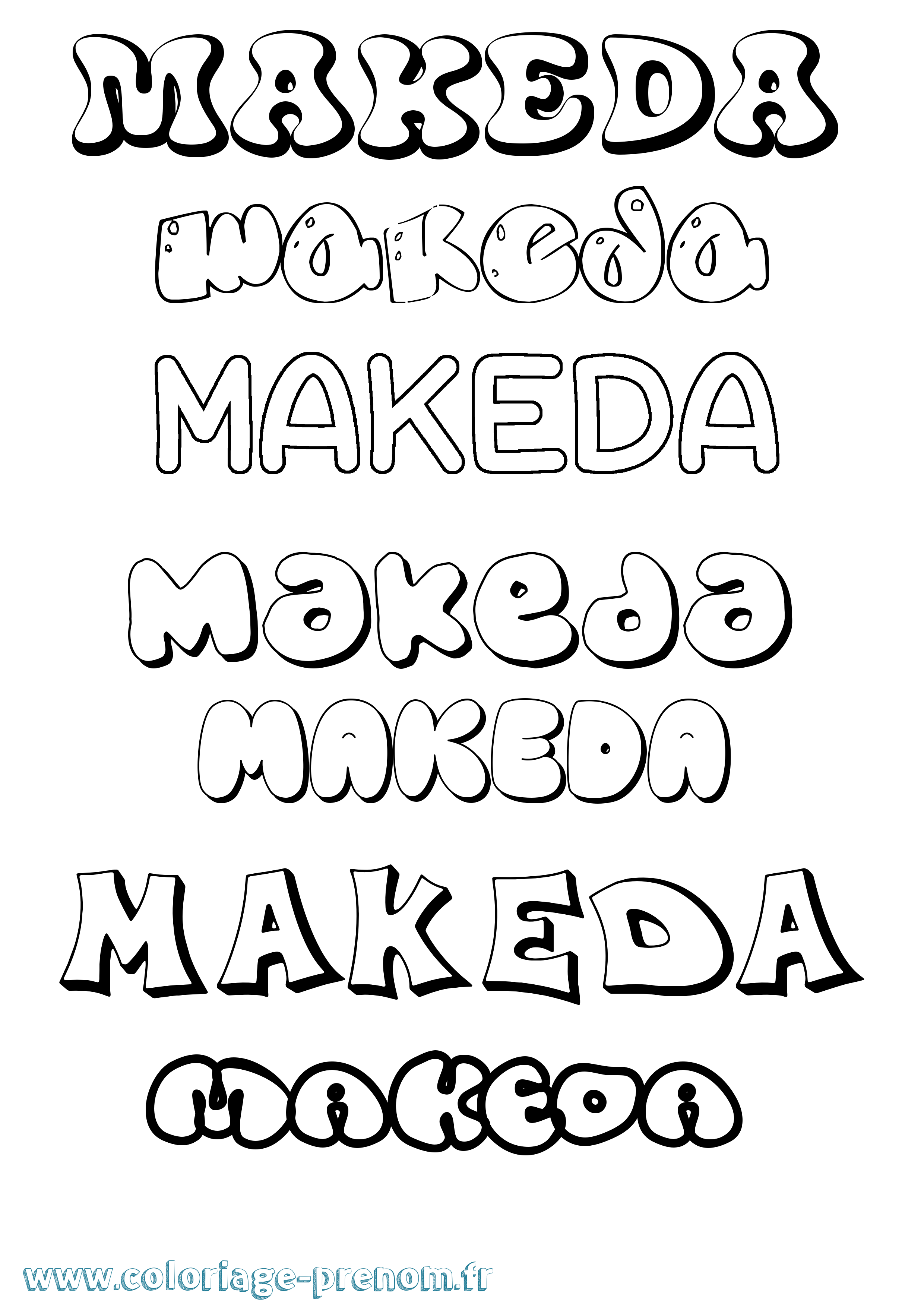 Coloriage Makeda Bubble Coloriage prénom Makeda Bubble