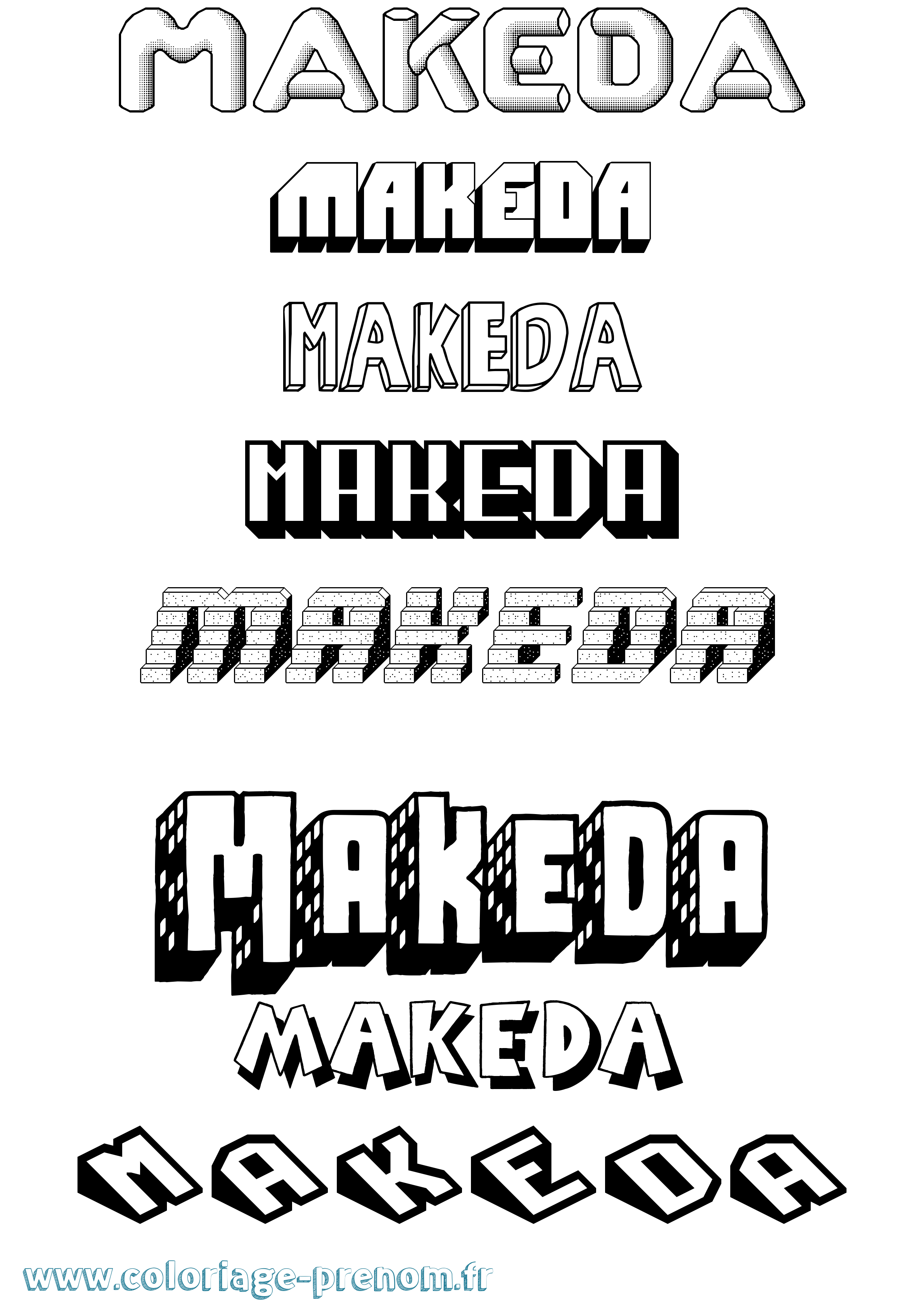 Coloriage Makeda Effet 3D Coloriage prénom Makeda Effet 3D