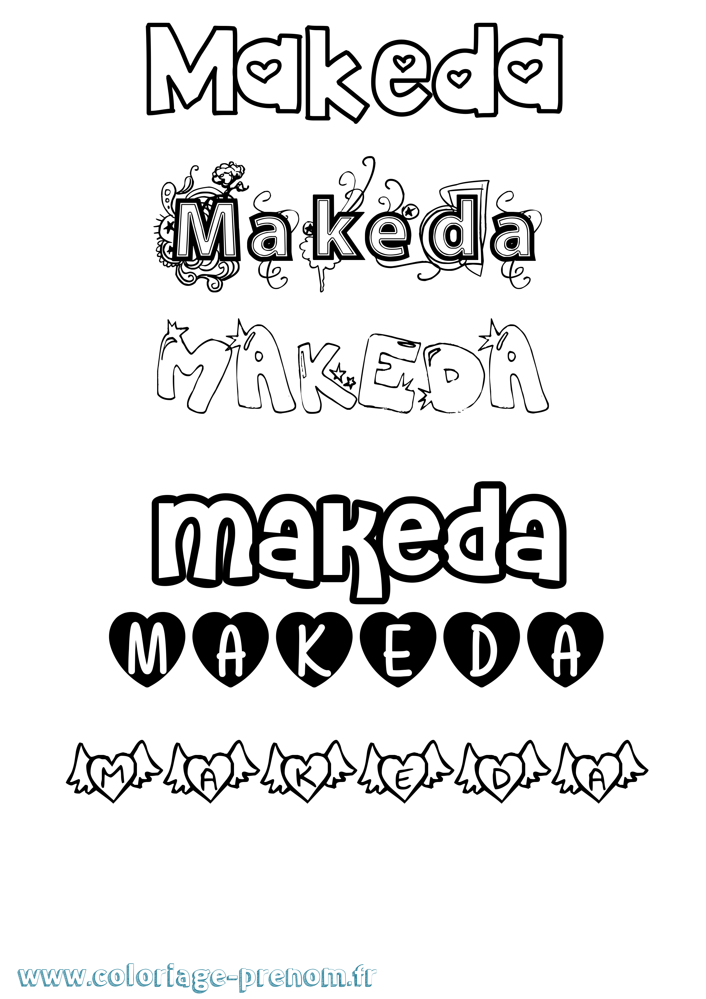 Coloriage Makeda Girly Coloriage prénom Makeda Girly