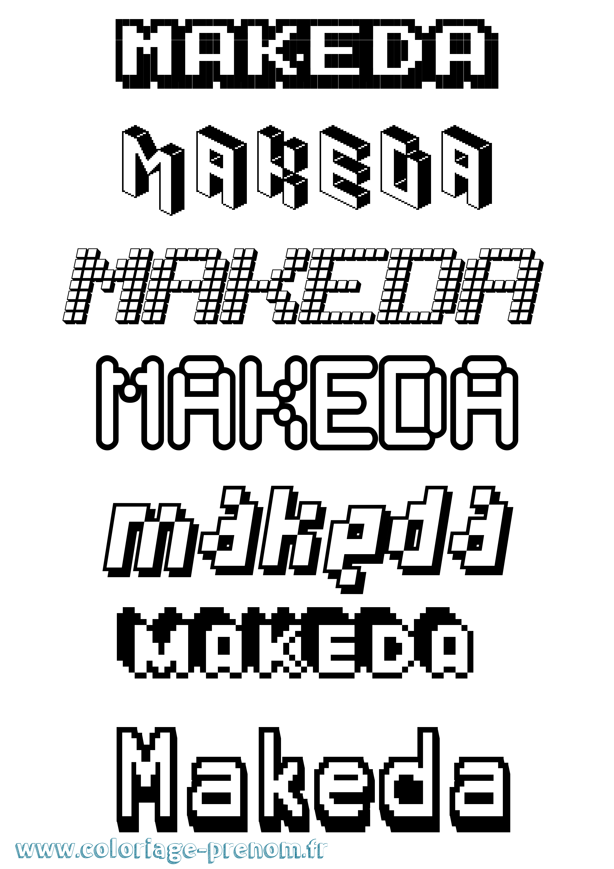 Coloriage Makeda Pixel Coloriage prénom Makeda Pixel