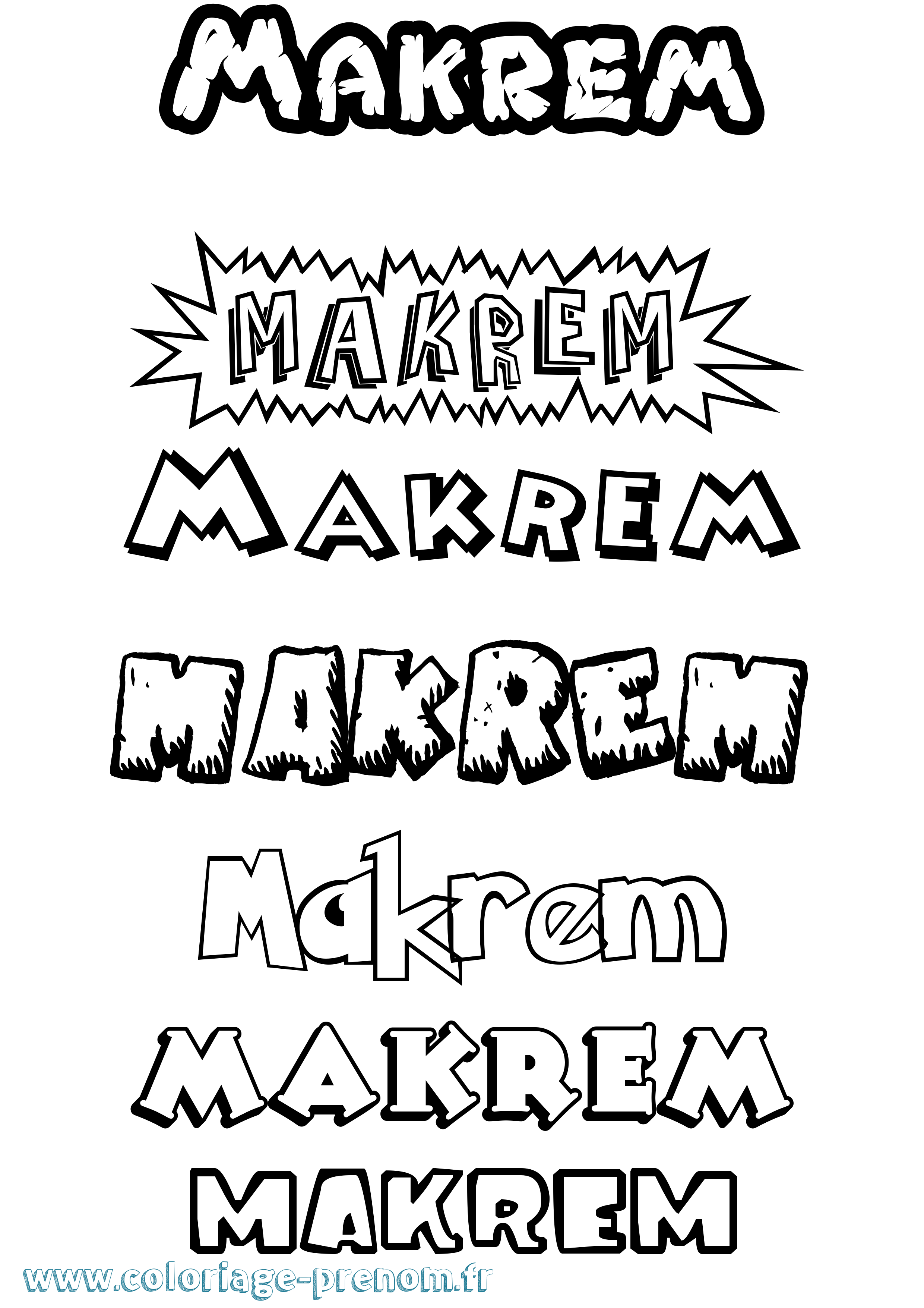 Coloriage prénom Makrem Dessin Animé
