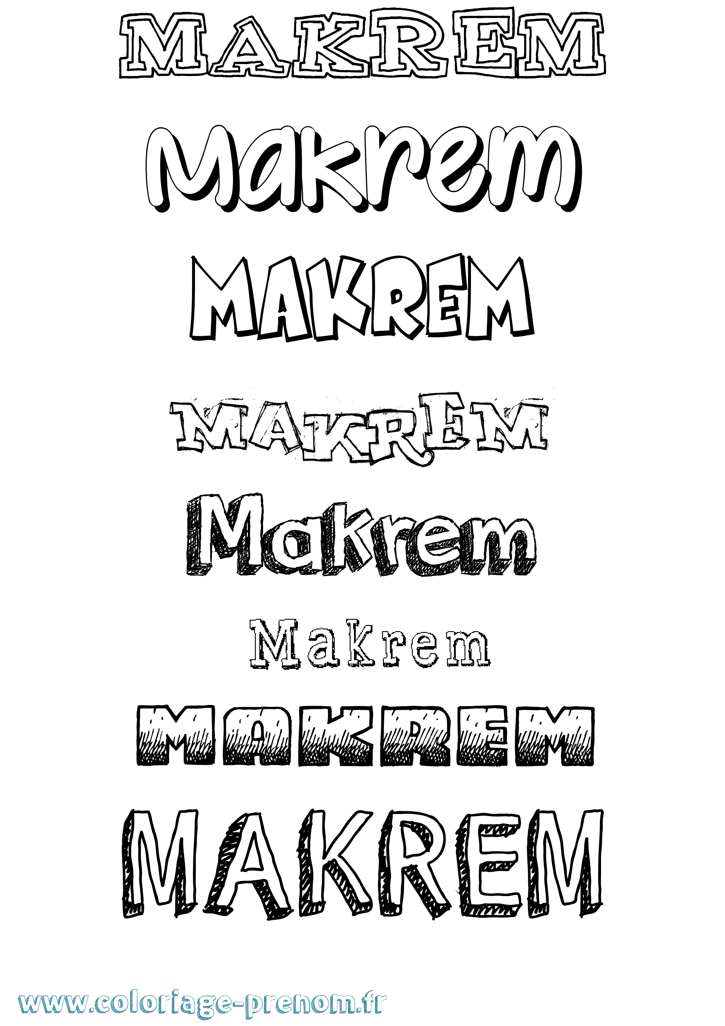 Coloriage prénom Makrem Dessiné