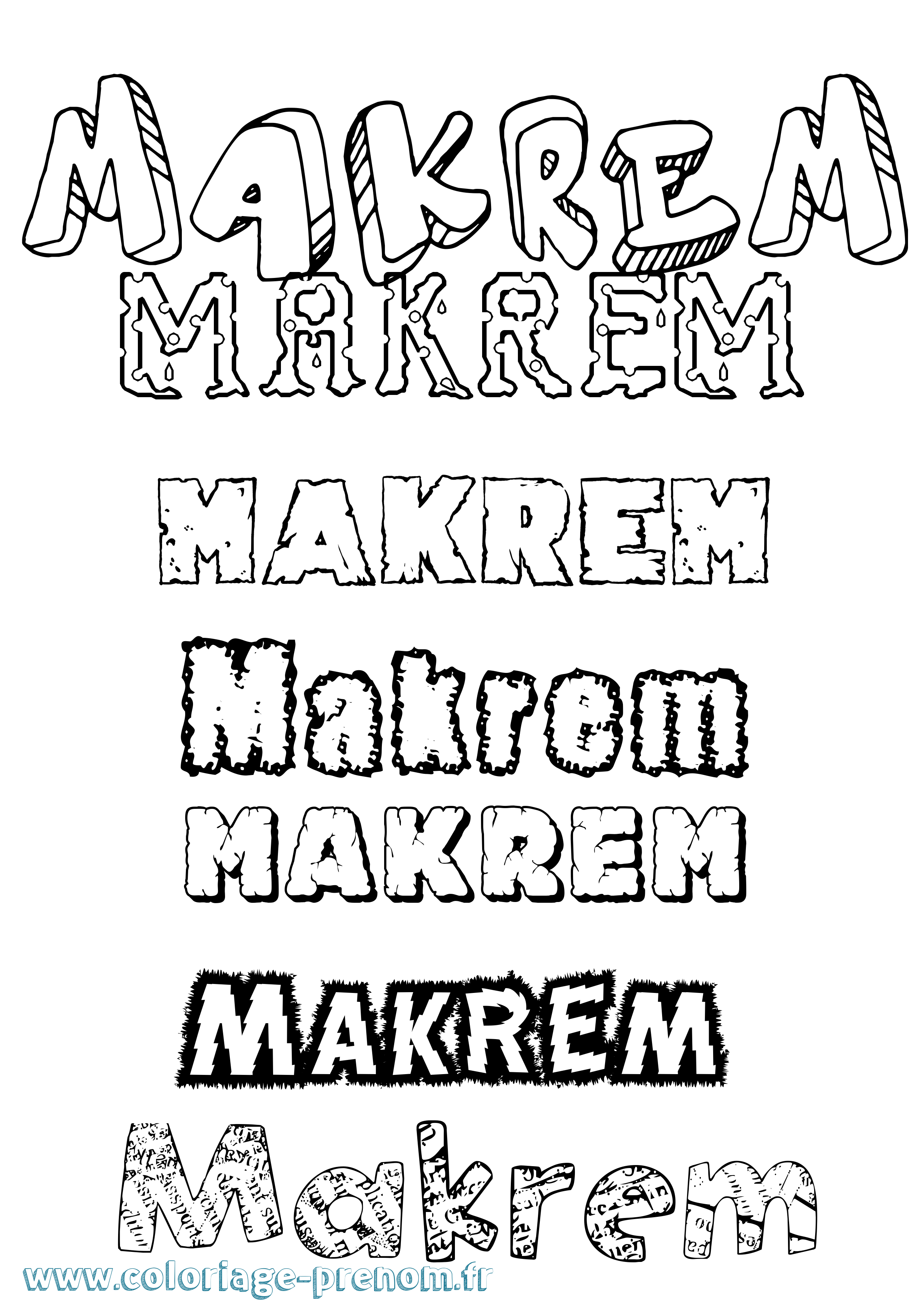 Coloriage prénom Makrem Destructuré
