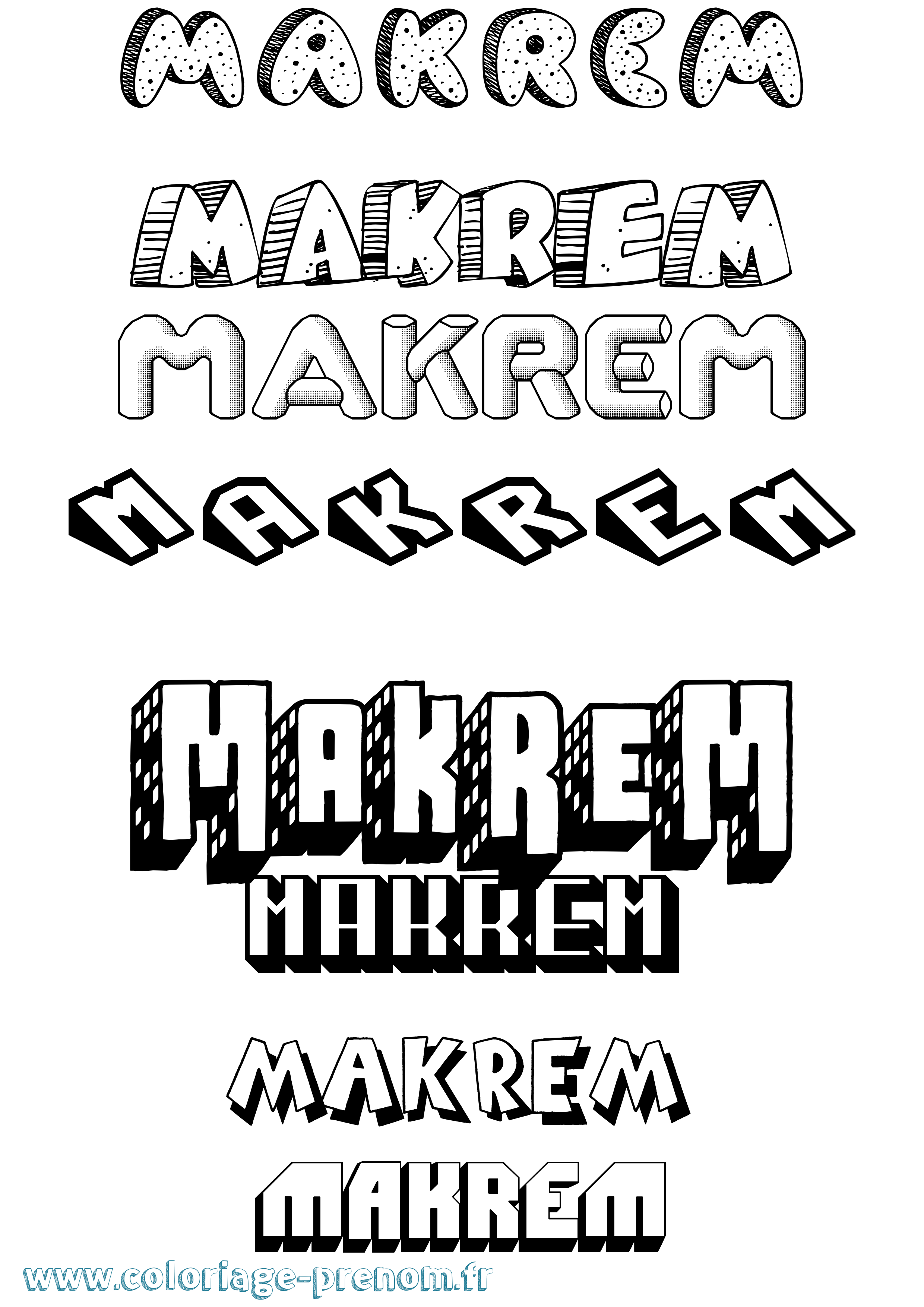 Coloriage prénom Makrem Effet 3D