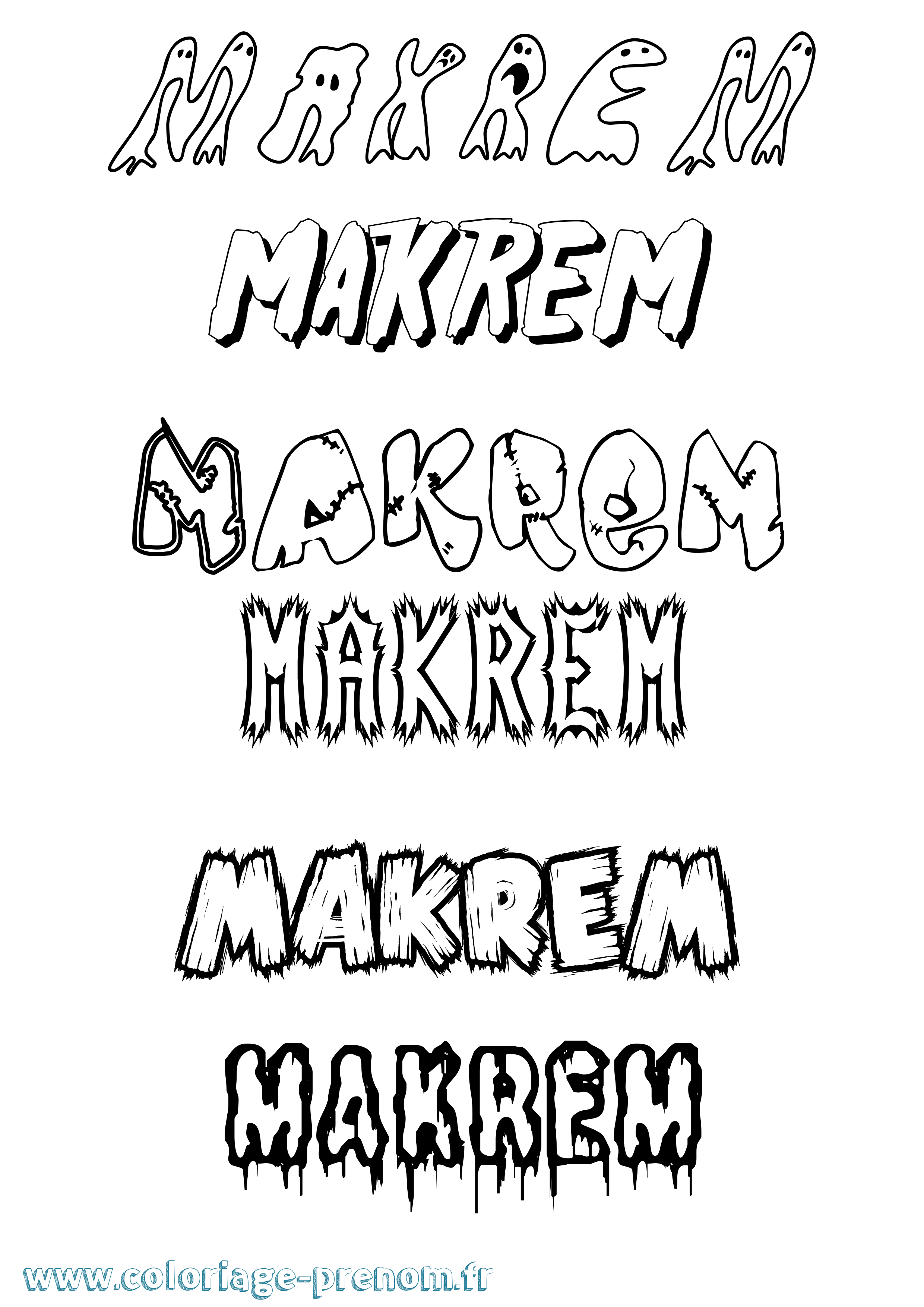 Coloriage prénom Makrem Frisson