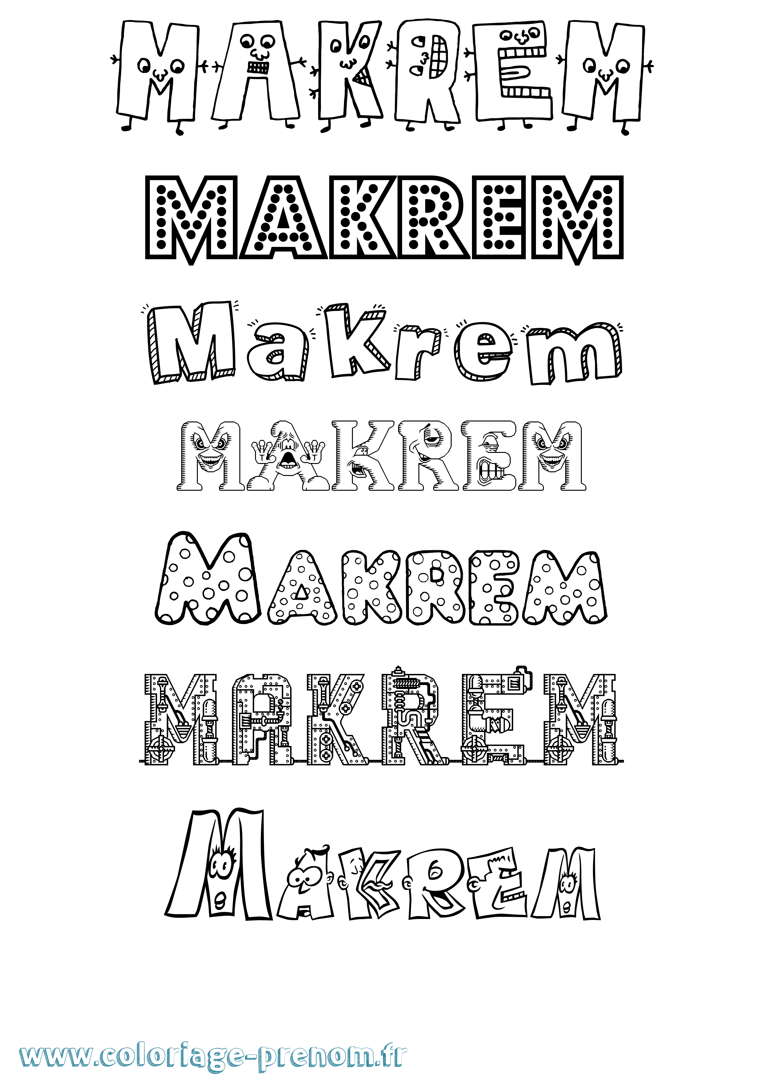 Coloriage prénom Makrem Fun