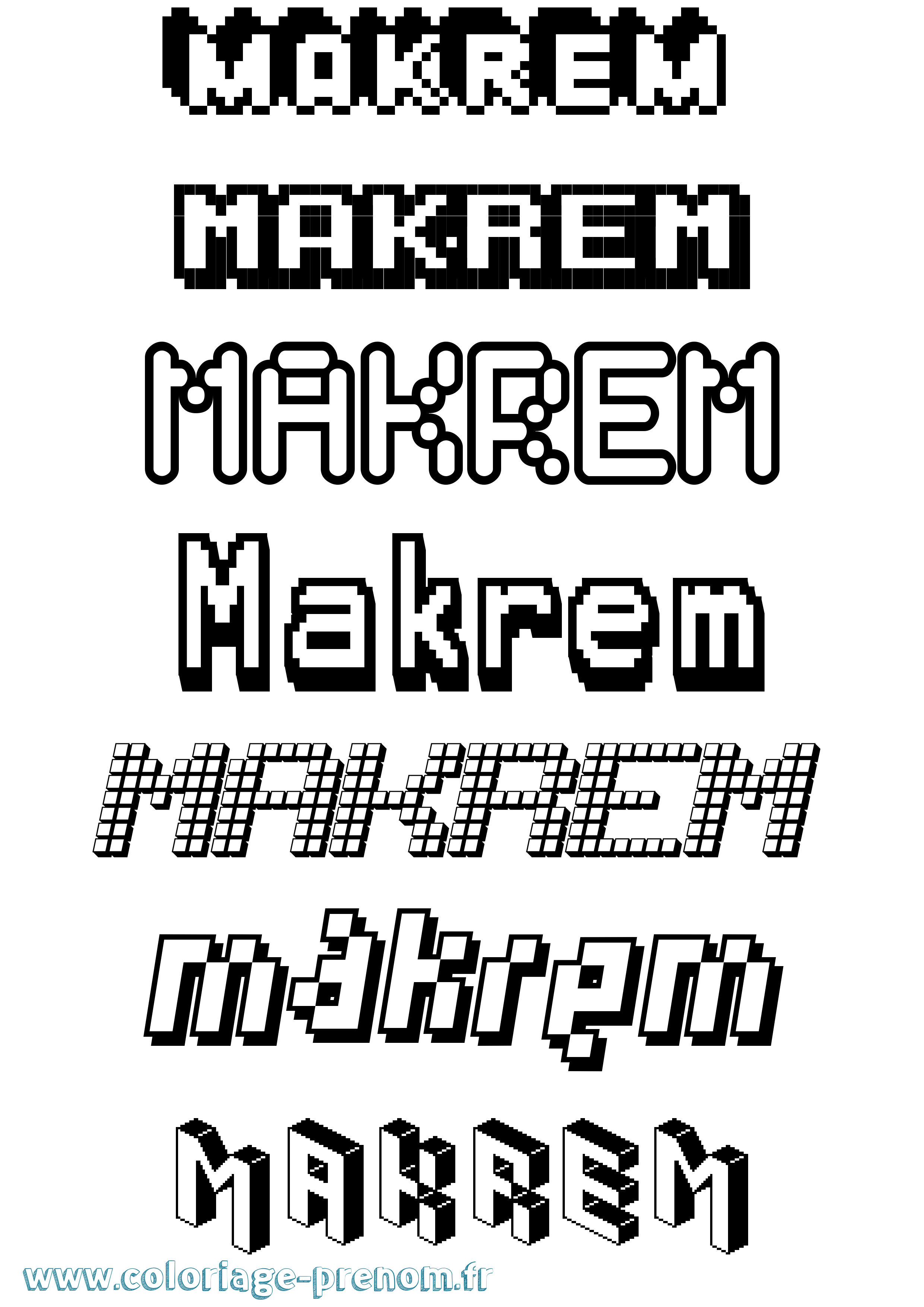 Coloriage prénom Makrem Pixel