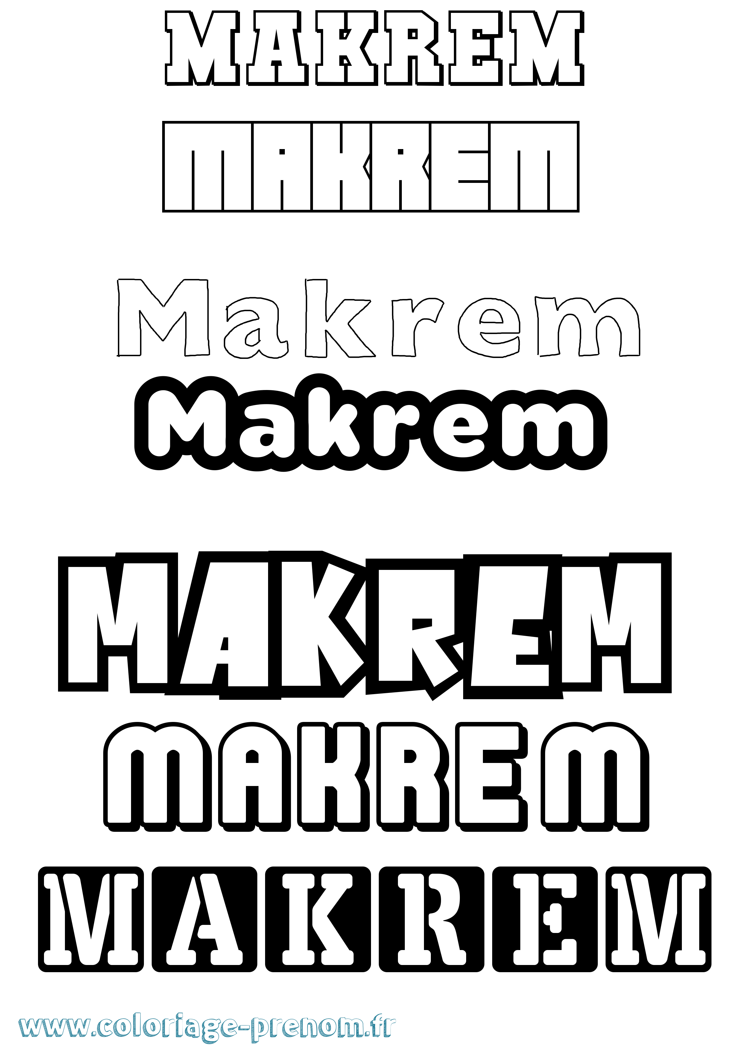Coloriage prénom Makrem Simple
