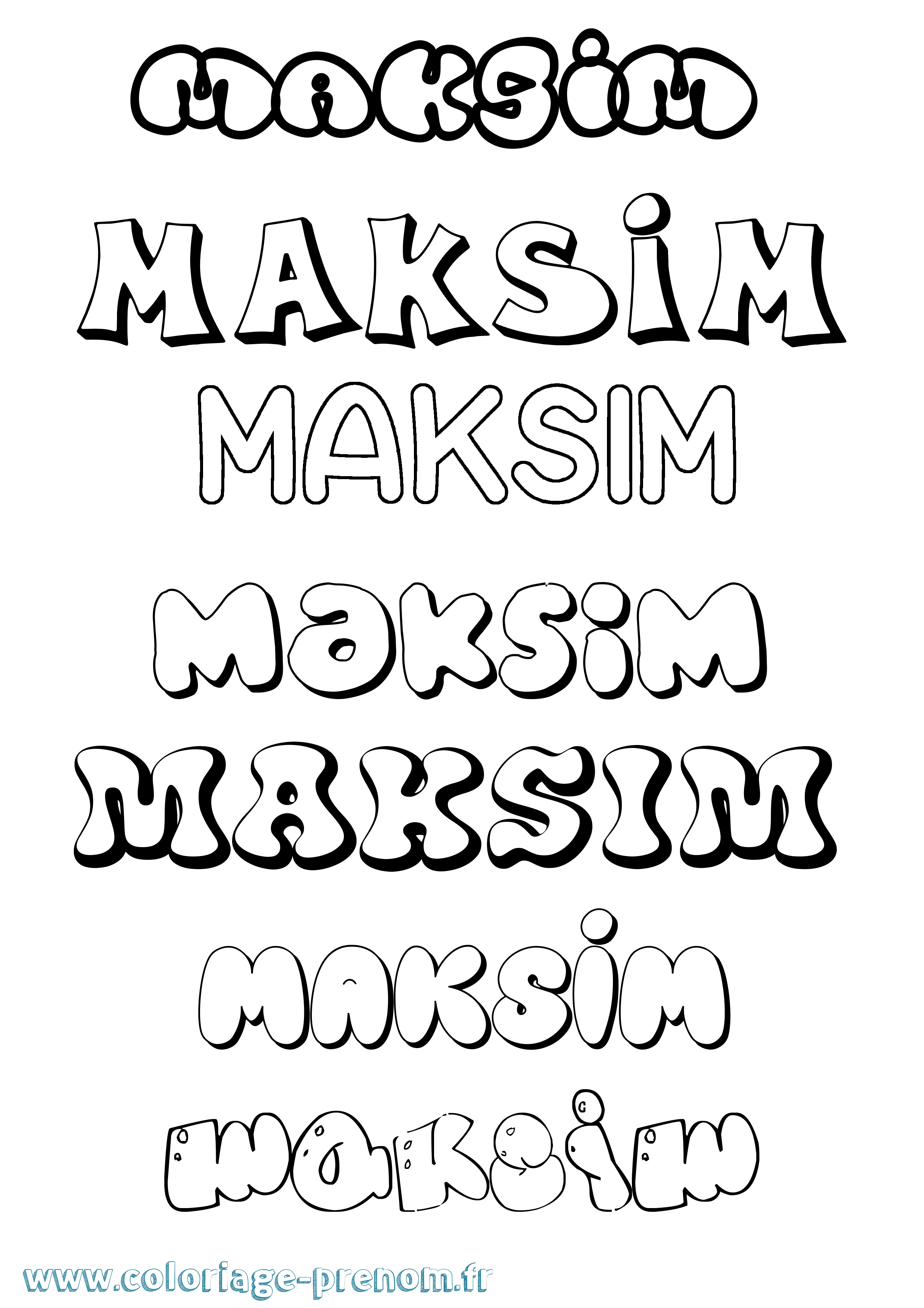 Coloriage prénom Maksim Bubble