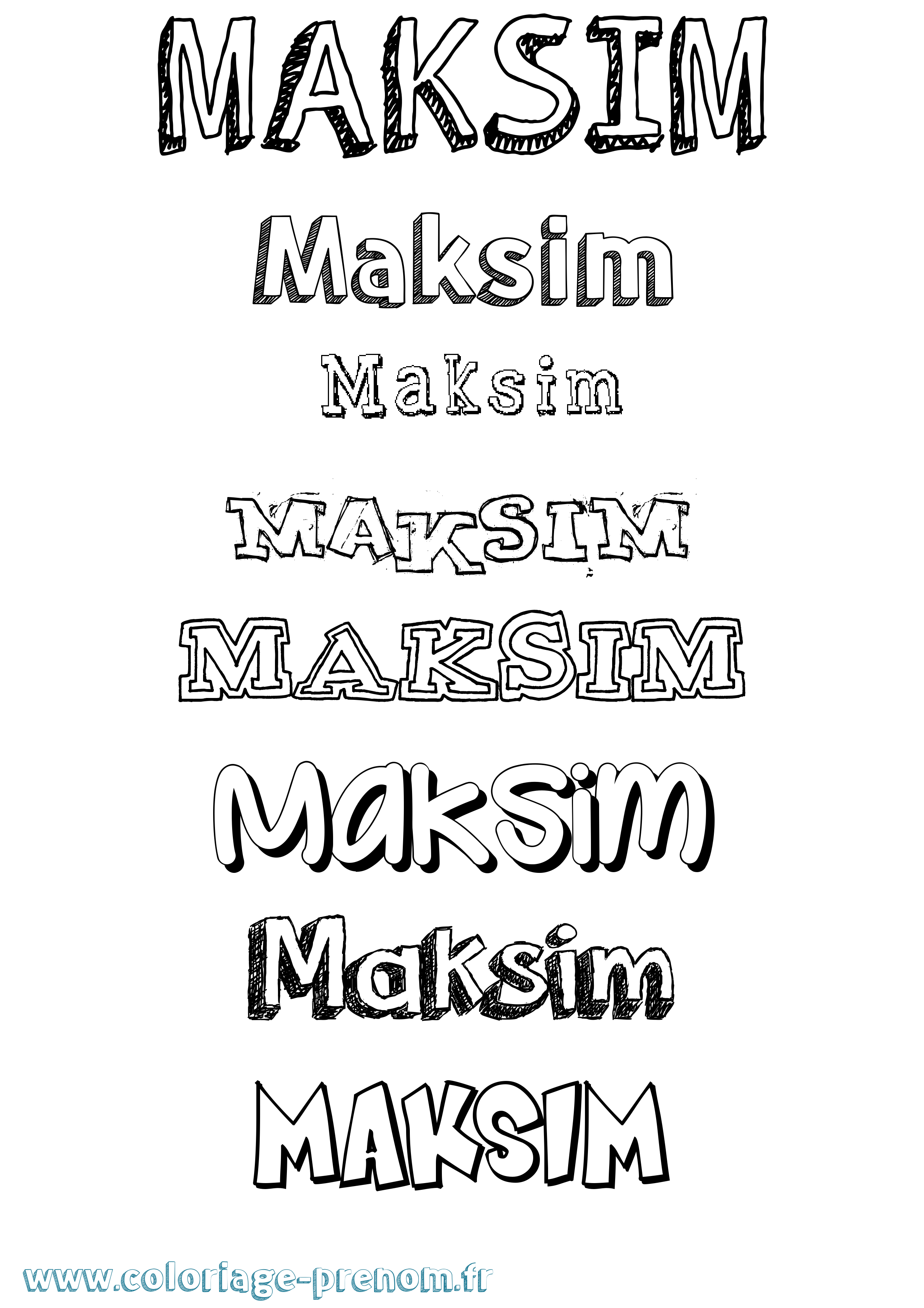 Coloriage prénom Maksim Dessiné