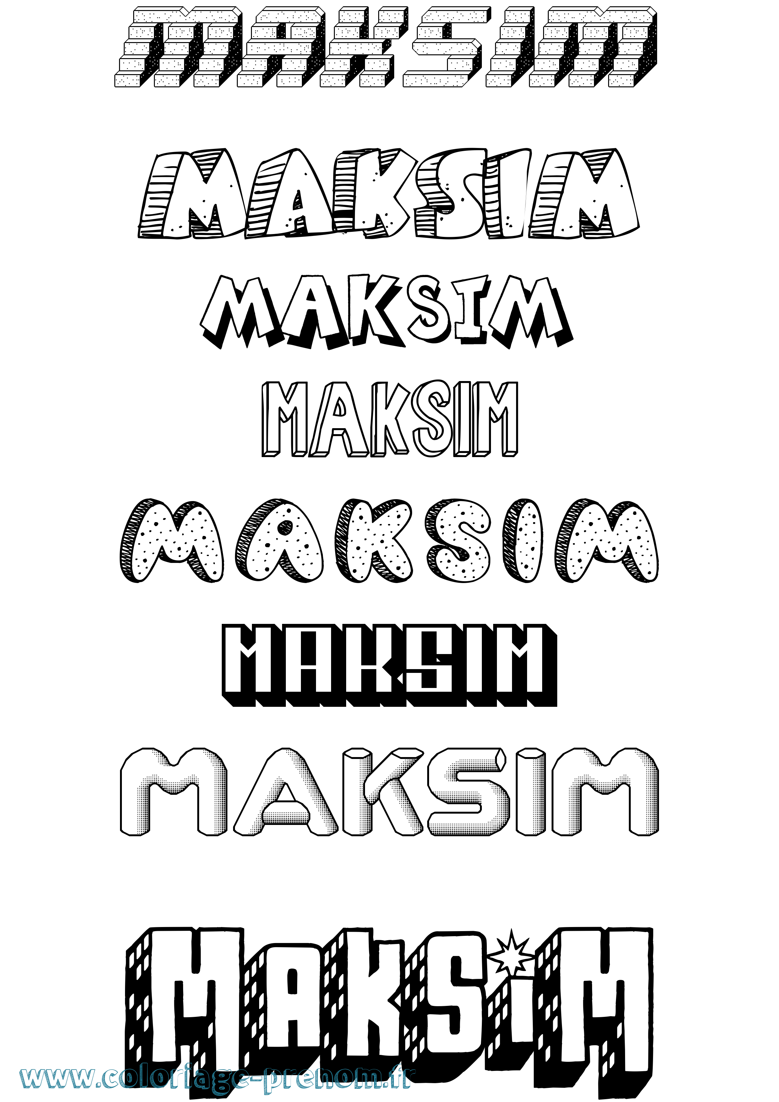 Coloriage prénom Maksim Effet 3D