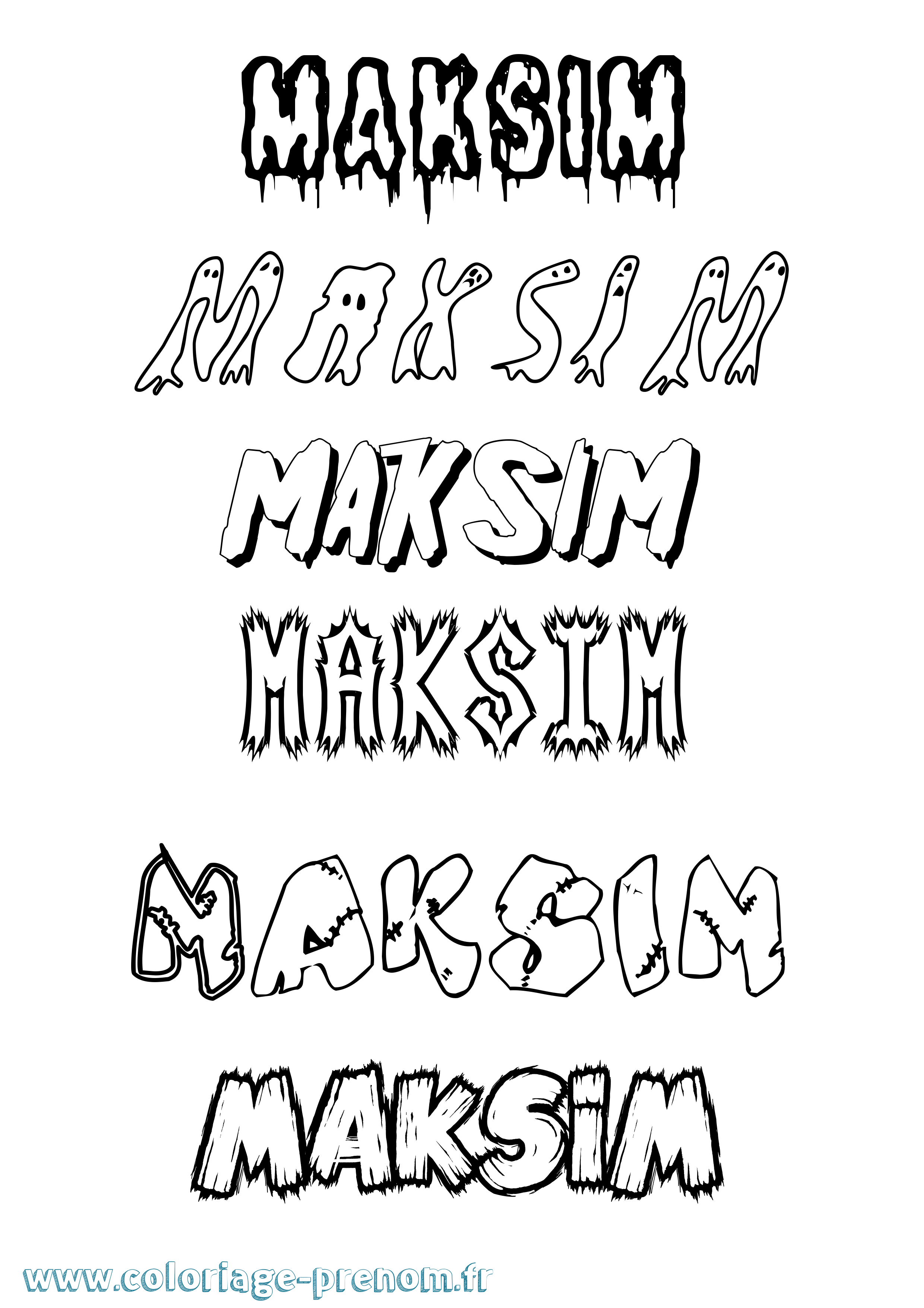 Coloriage prénom Maksim Frisson