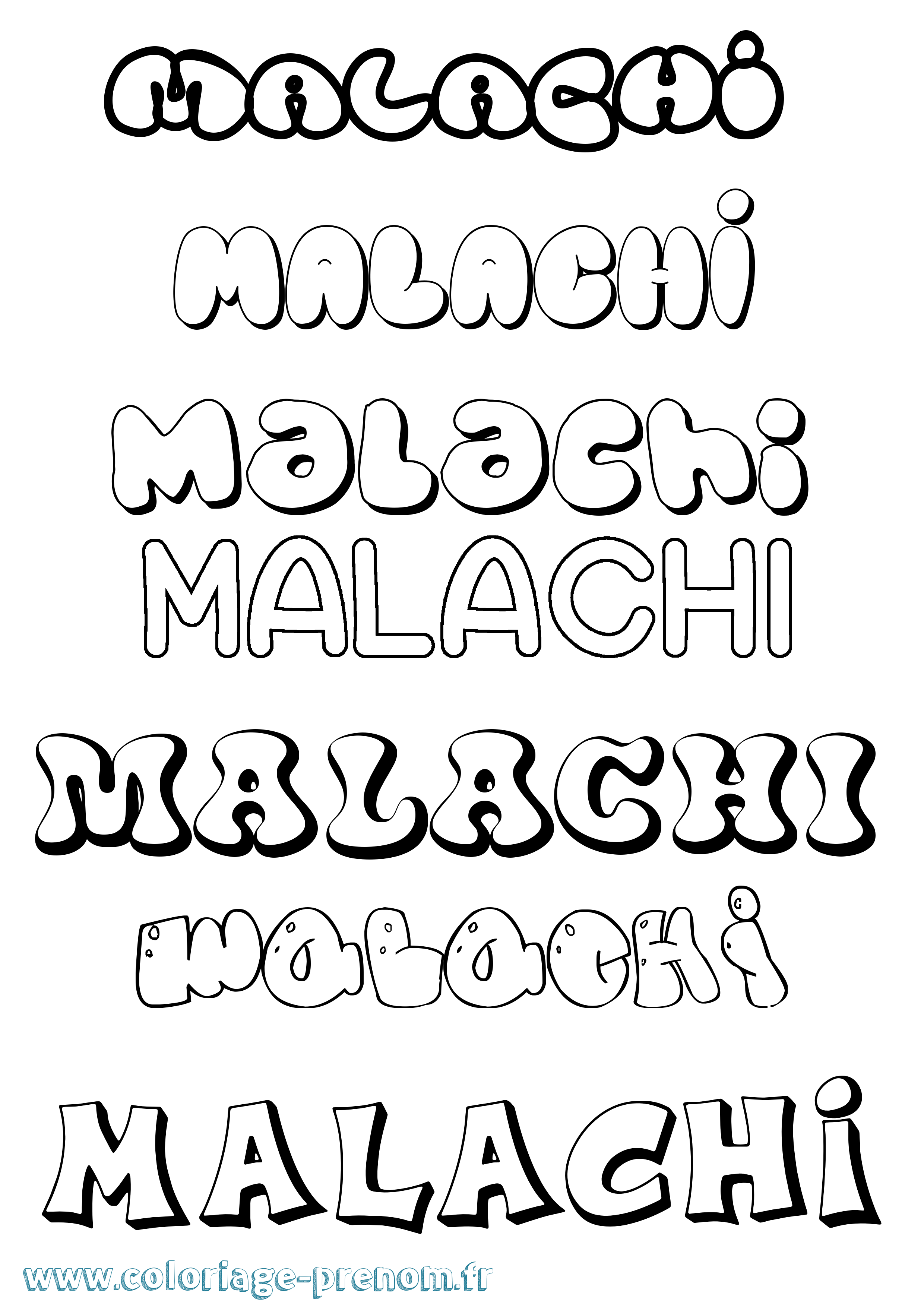 Coloriage Malachi Bubble Coloriage prénom Malachi Bubble