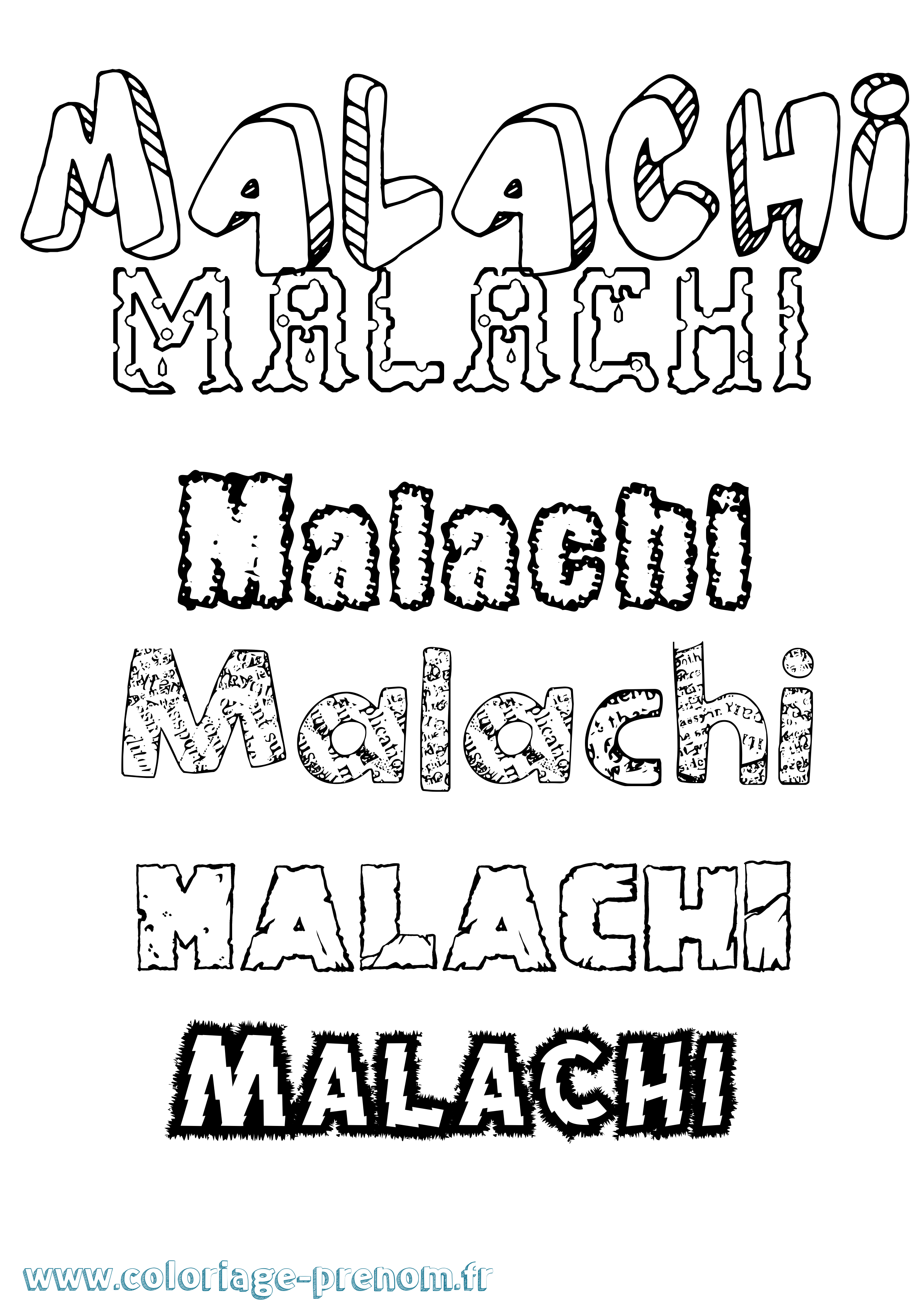 Coloriage Malachi Destructuré Coloriage prénom Malachi Destructuré