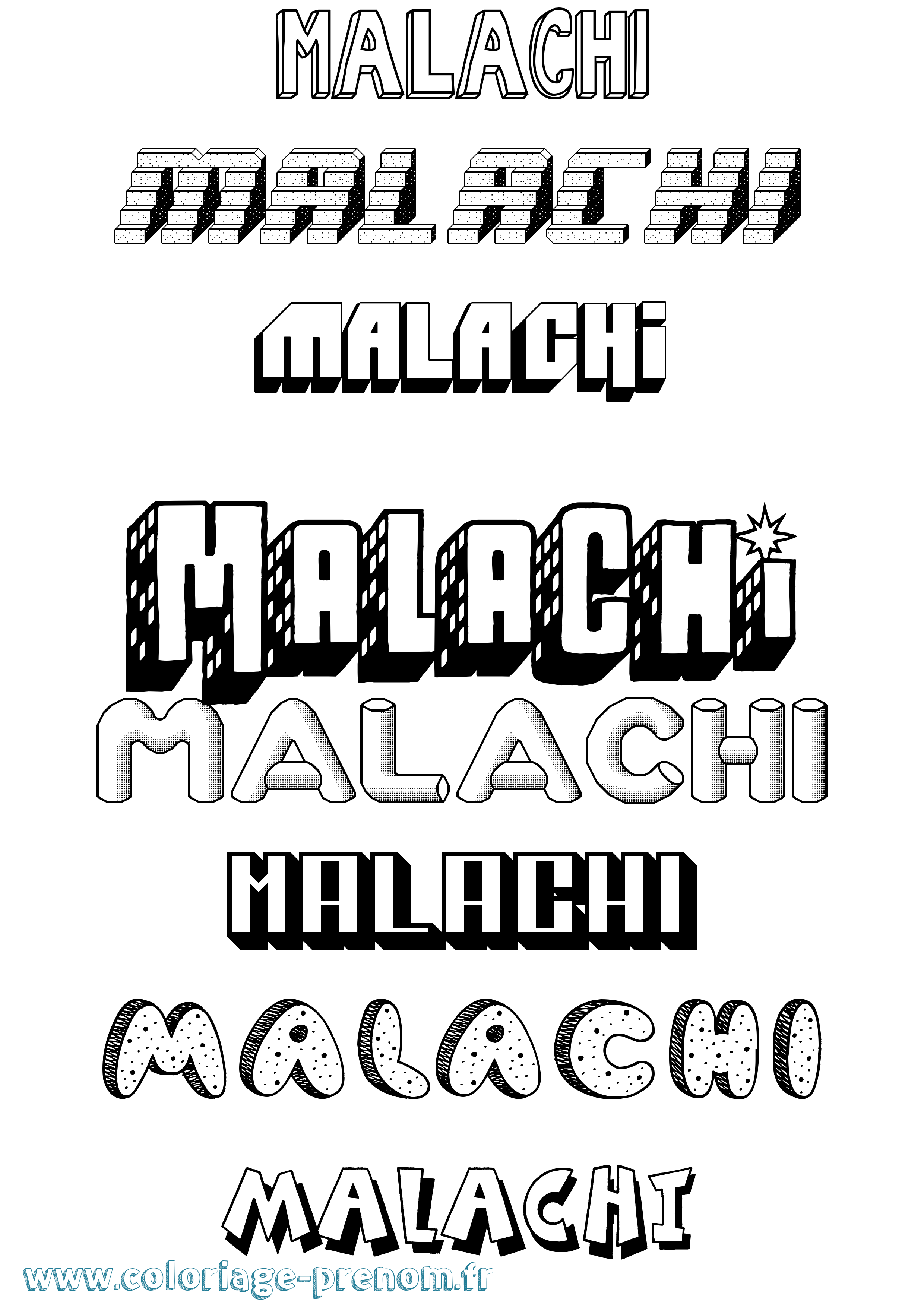 Coloriage Malachi Effet 3D Coloriage prénom Malachi Effet 3D