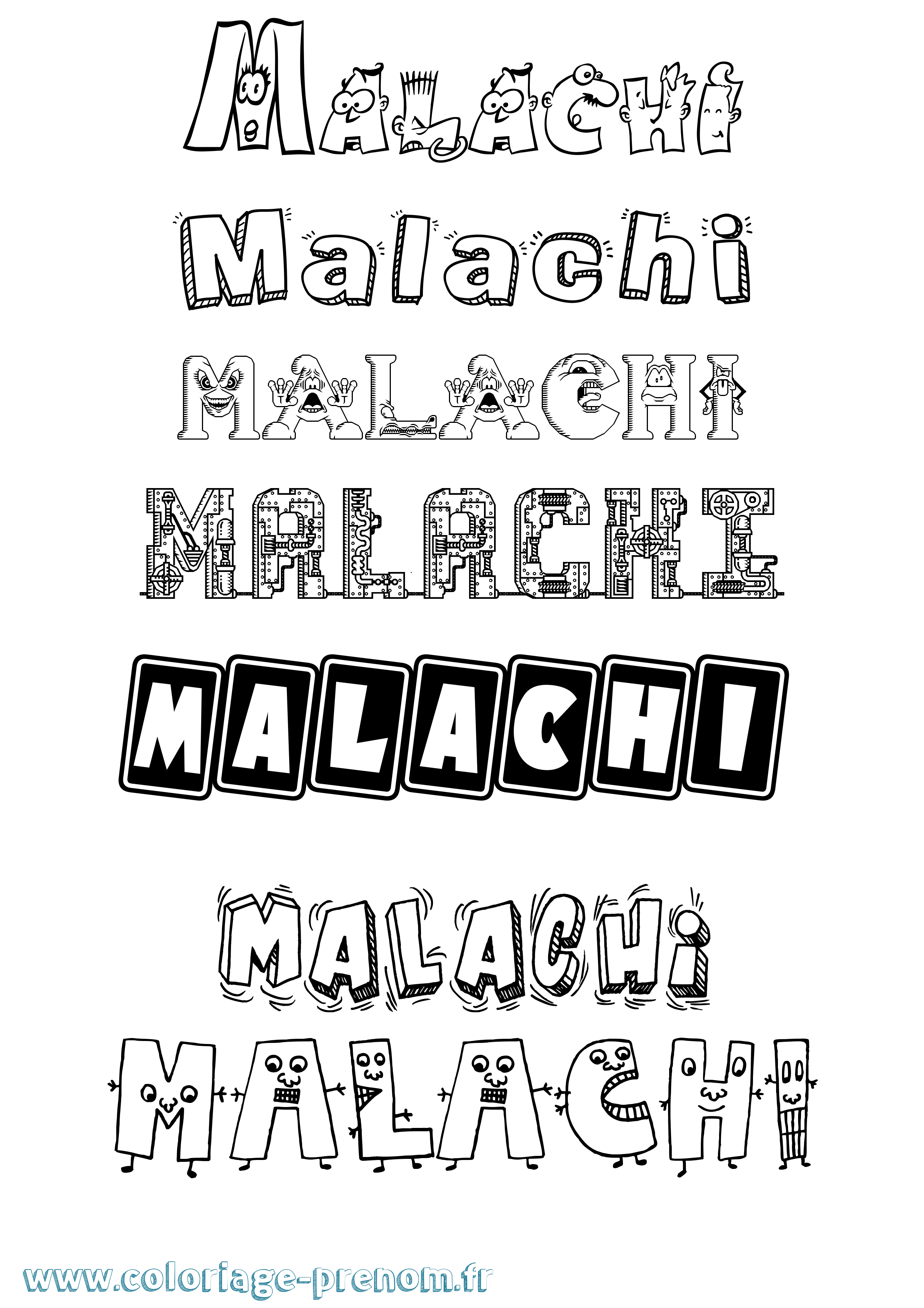 Coloriage Malachi Fun Coloriage prénom Malachi Fun