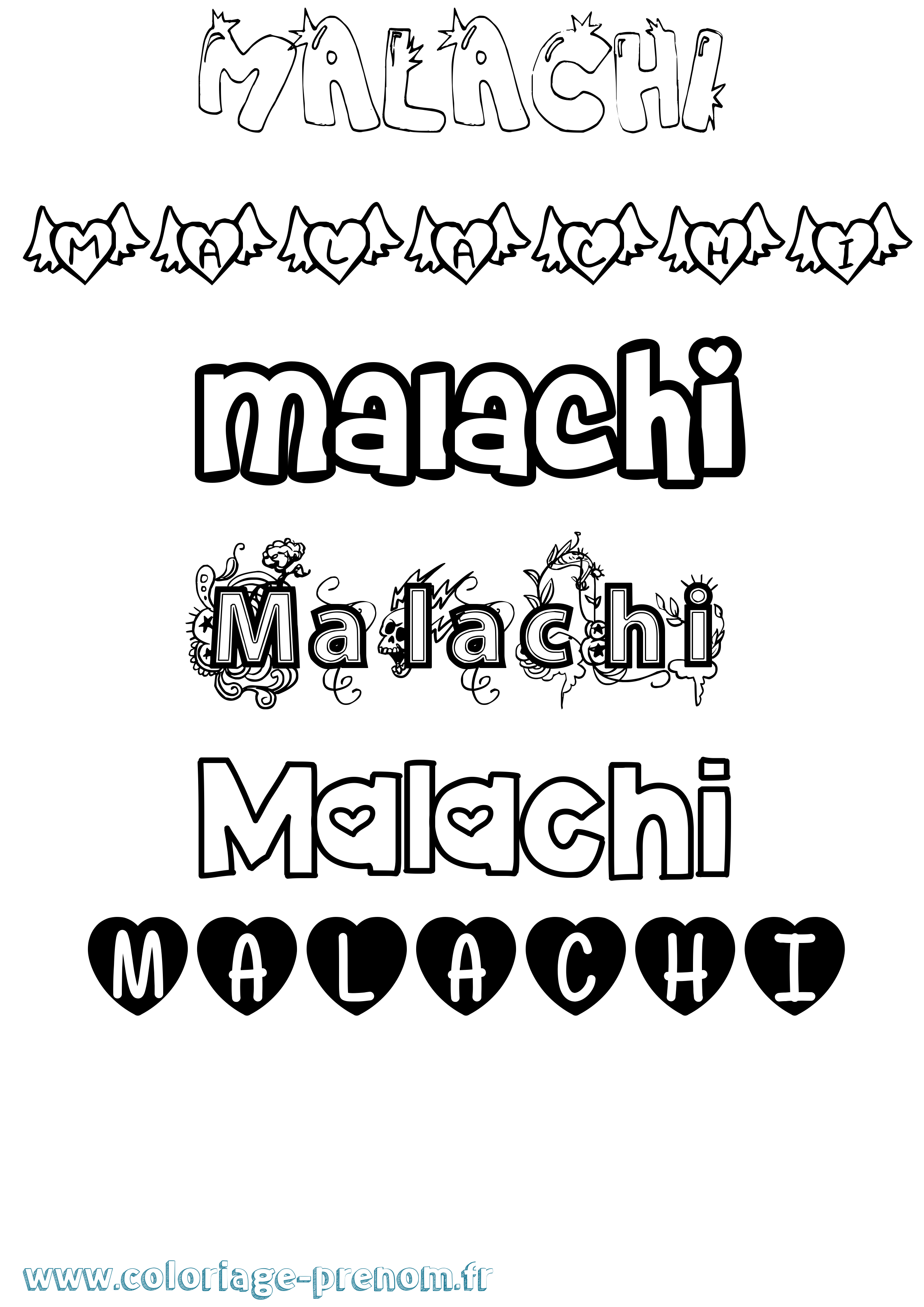 Coloriage Malachi Girly Coloriage prénom Malachi Girly
