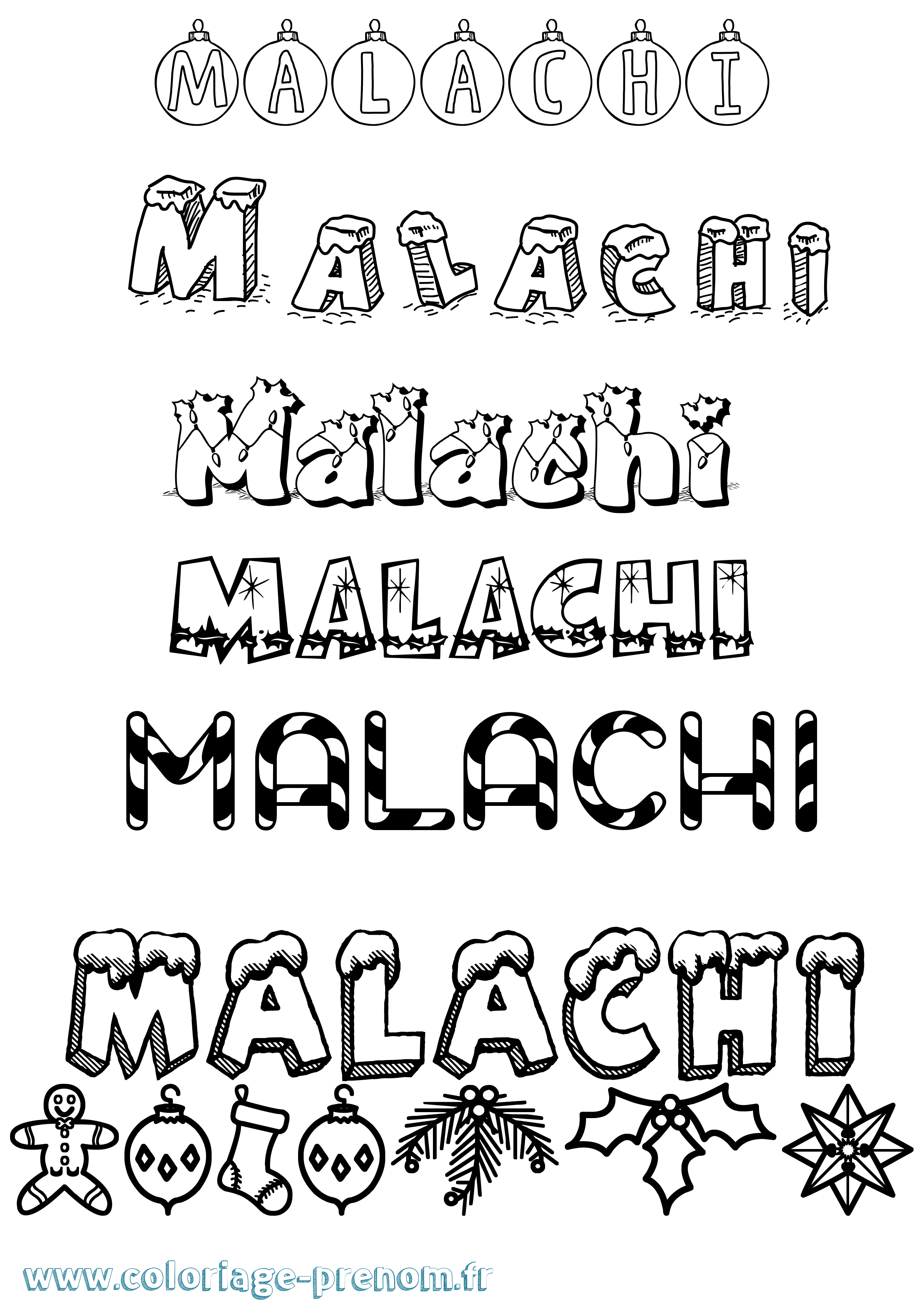 Coloriage Malachi Noël Coloriage prénom Malachi Noël