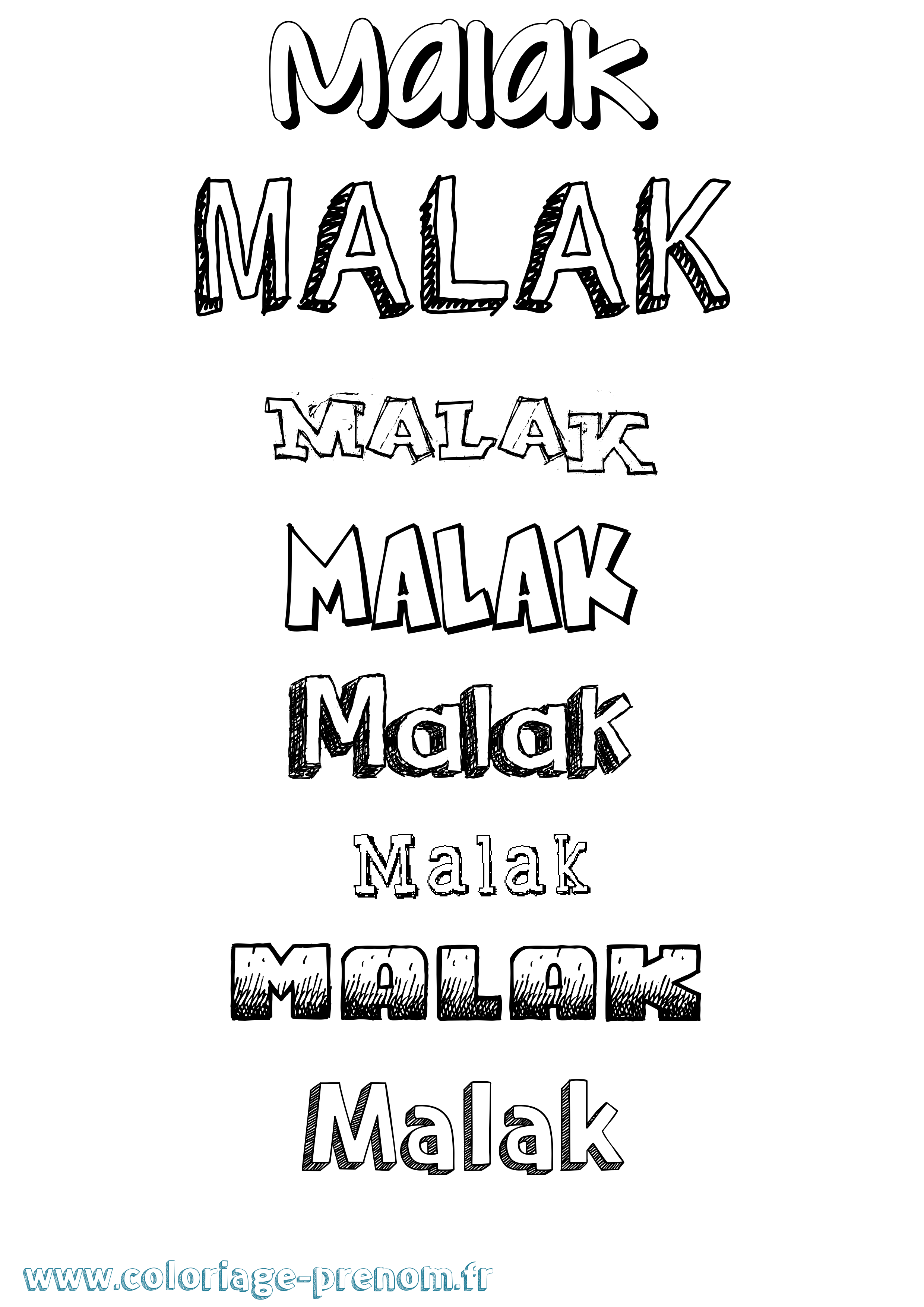 Coloriage prénom Malak Dessiné