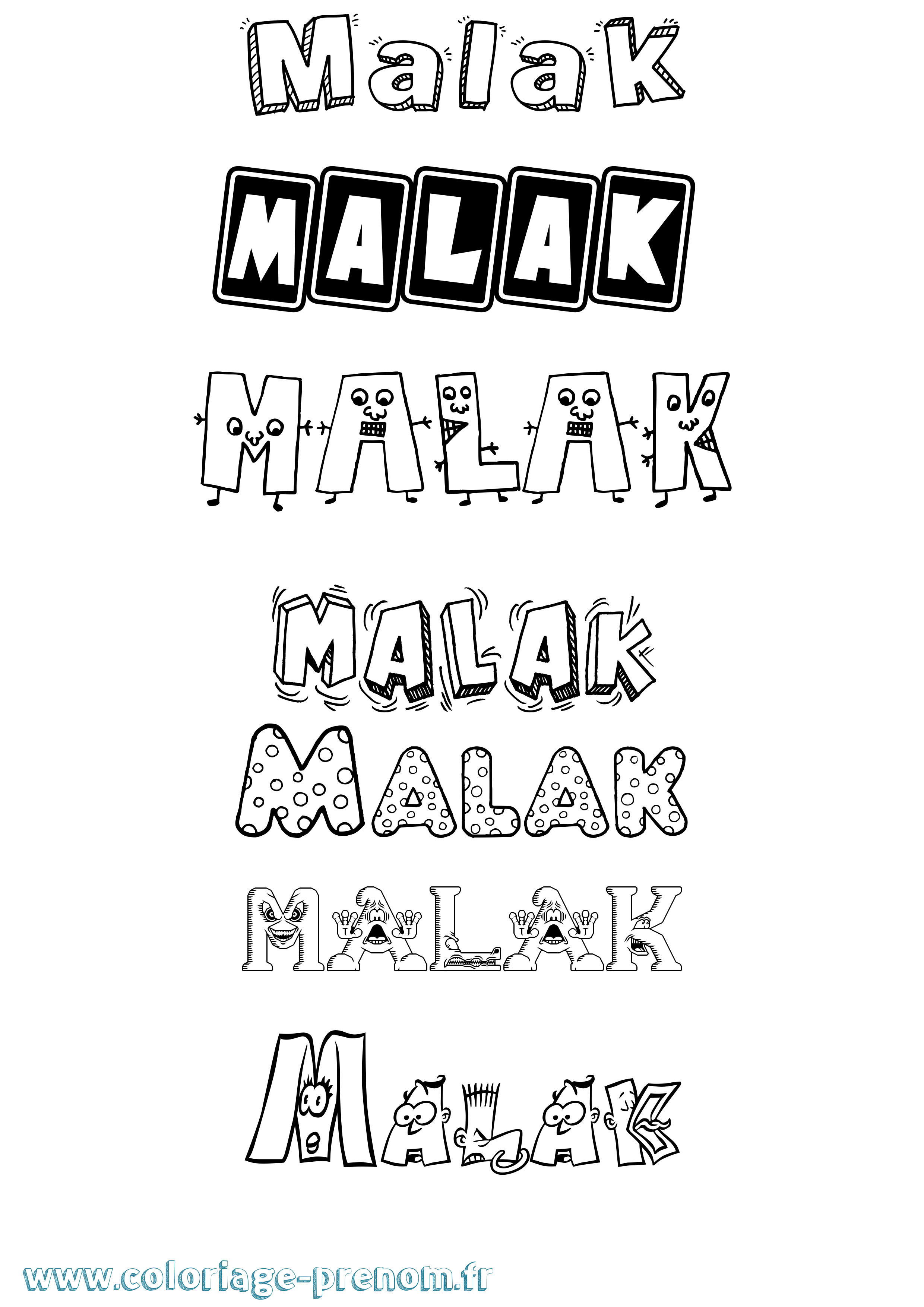 Coloriage prénom Malak Fun