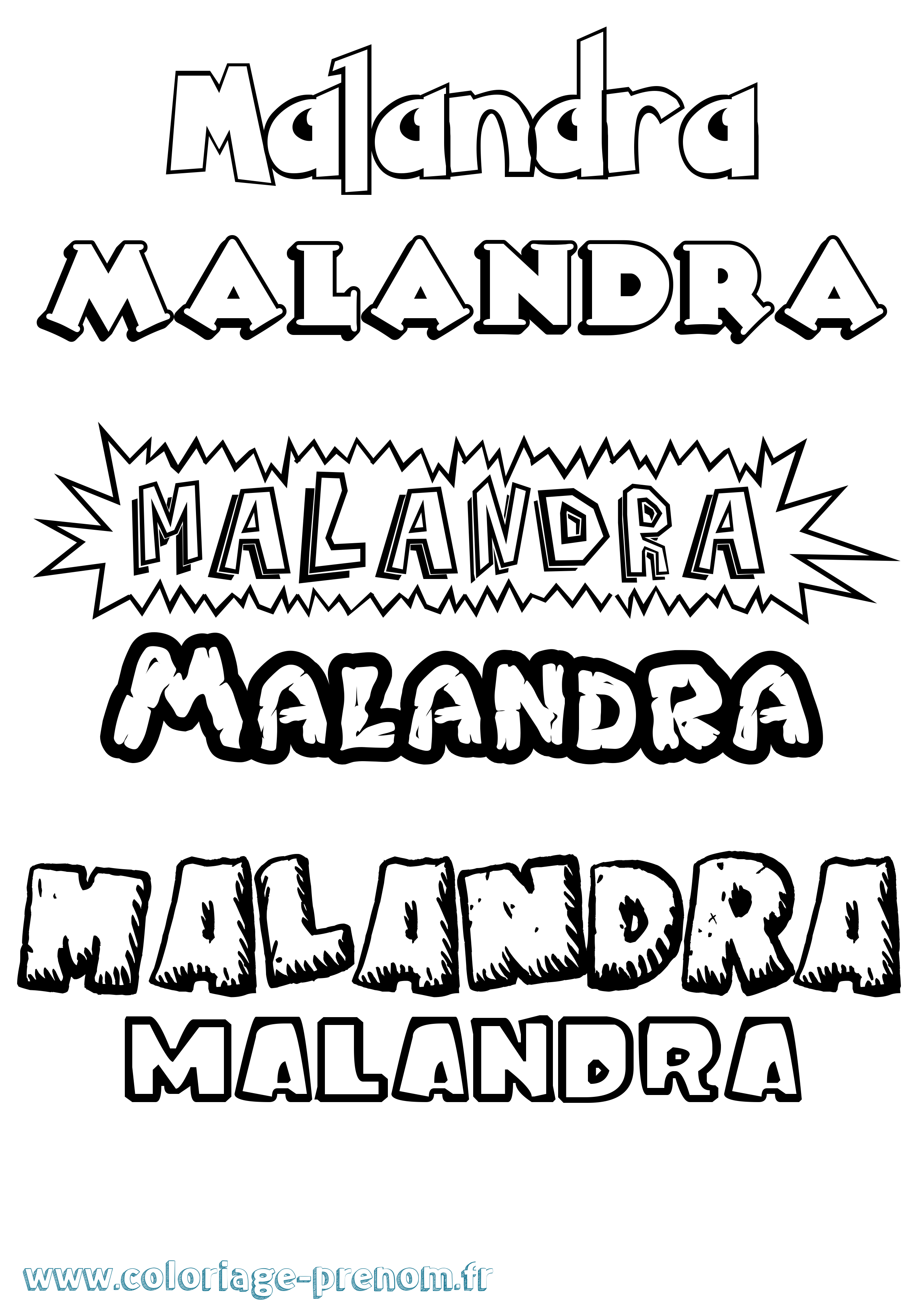 Coloriage prénom Malandra Dessin Animé