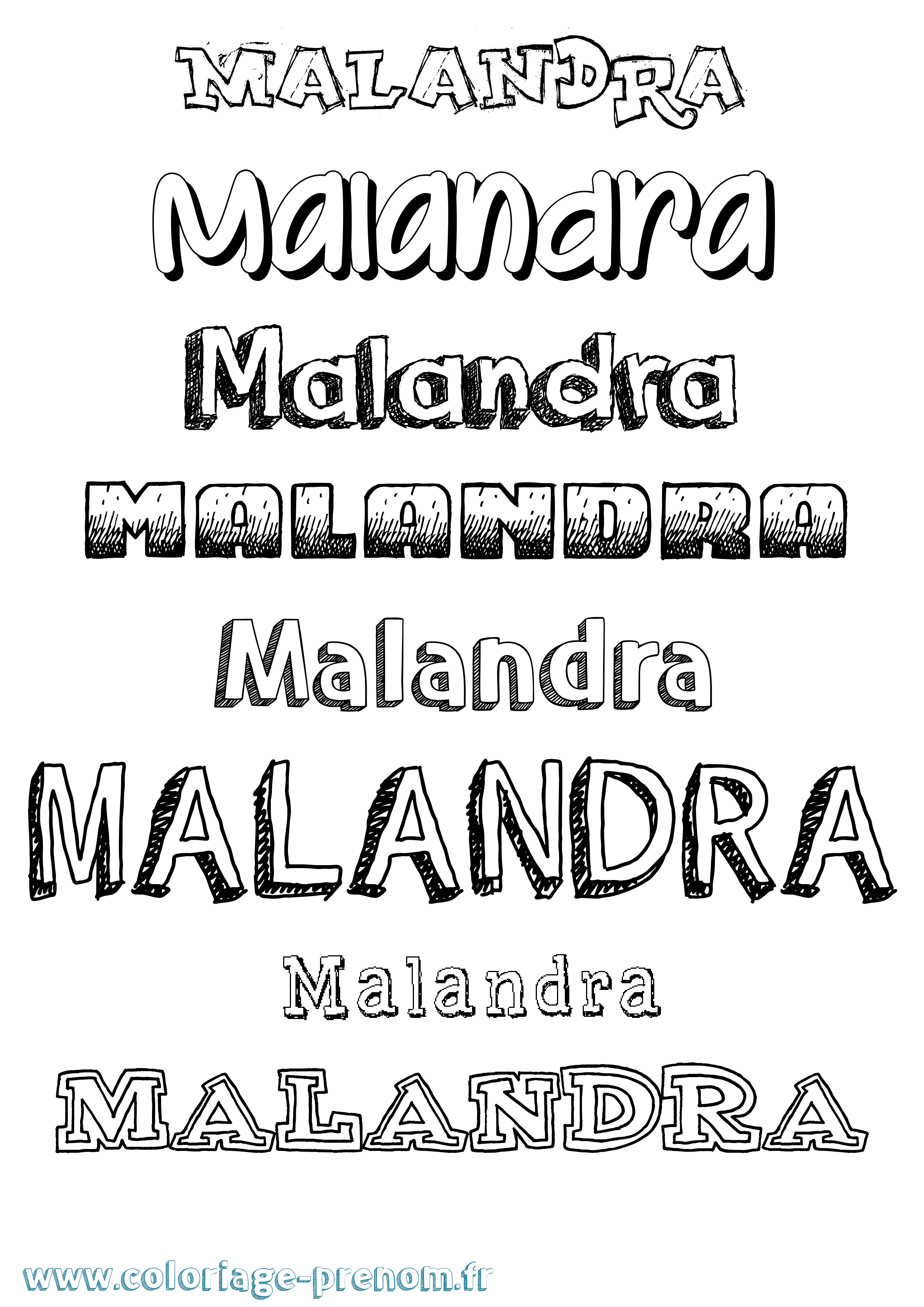 Coloriage prénom Malandra Dessiné