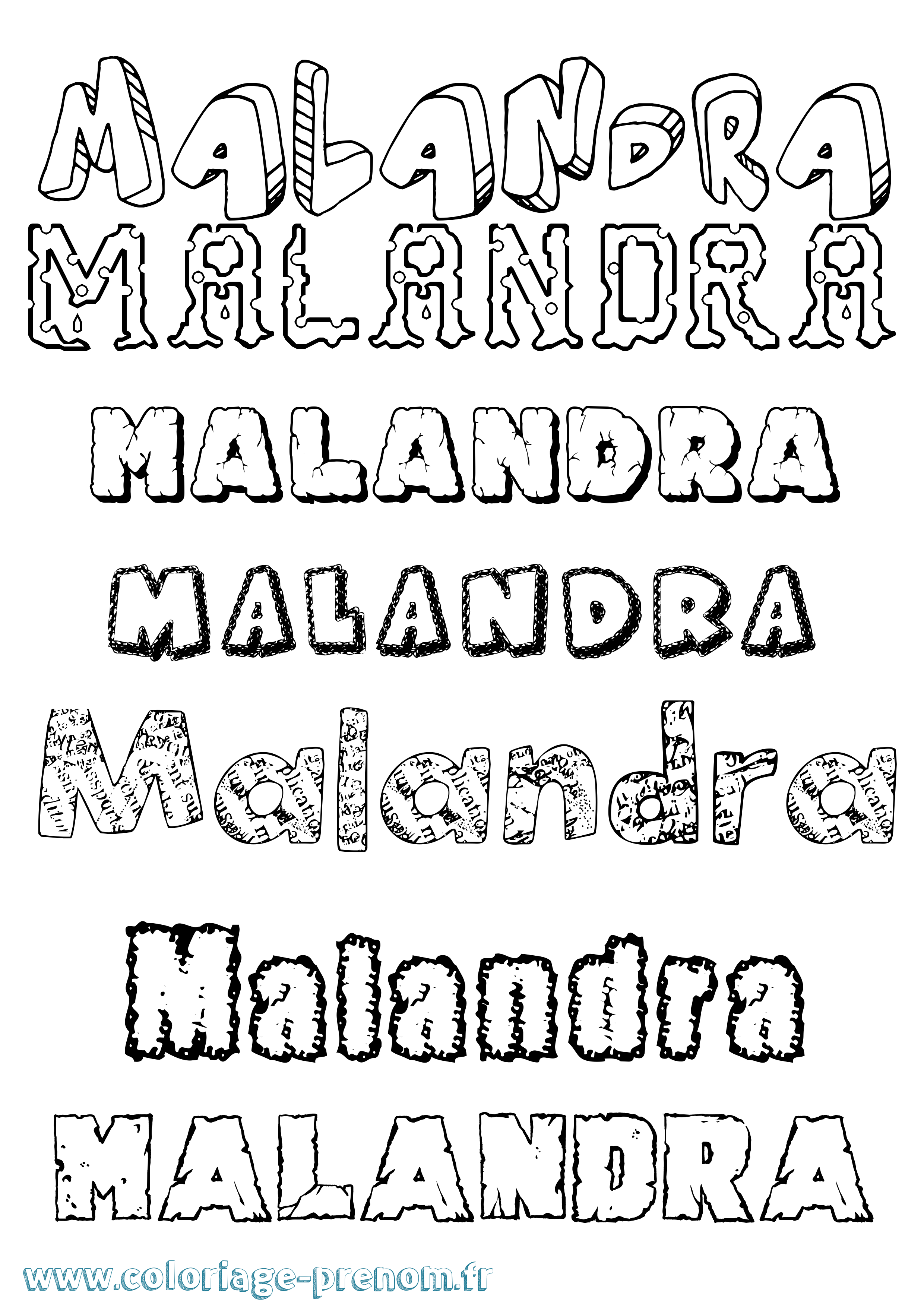 Coloriage prénom Malandra Destructuré
