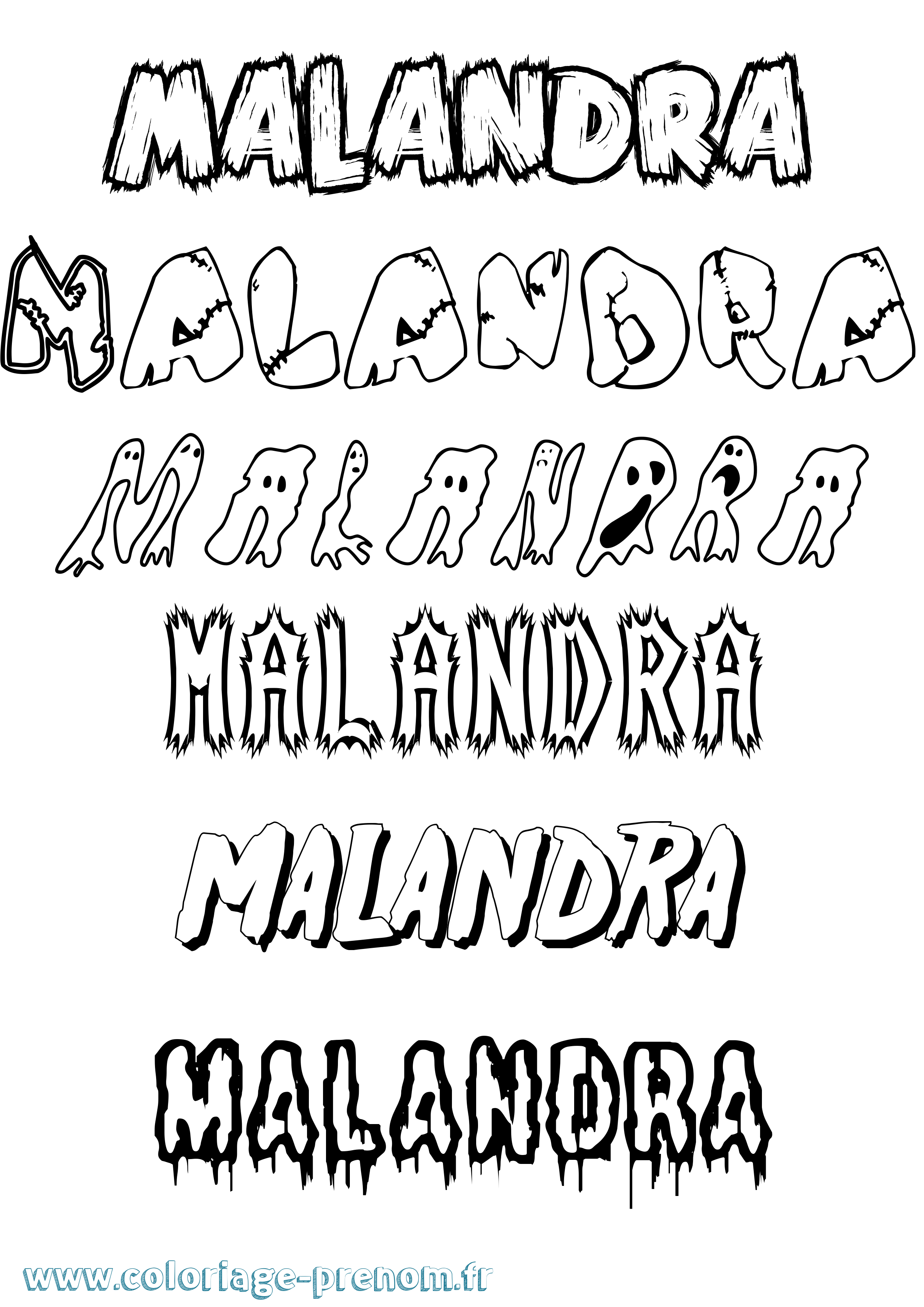 Coloriage prénom Malandra Frisson
