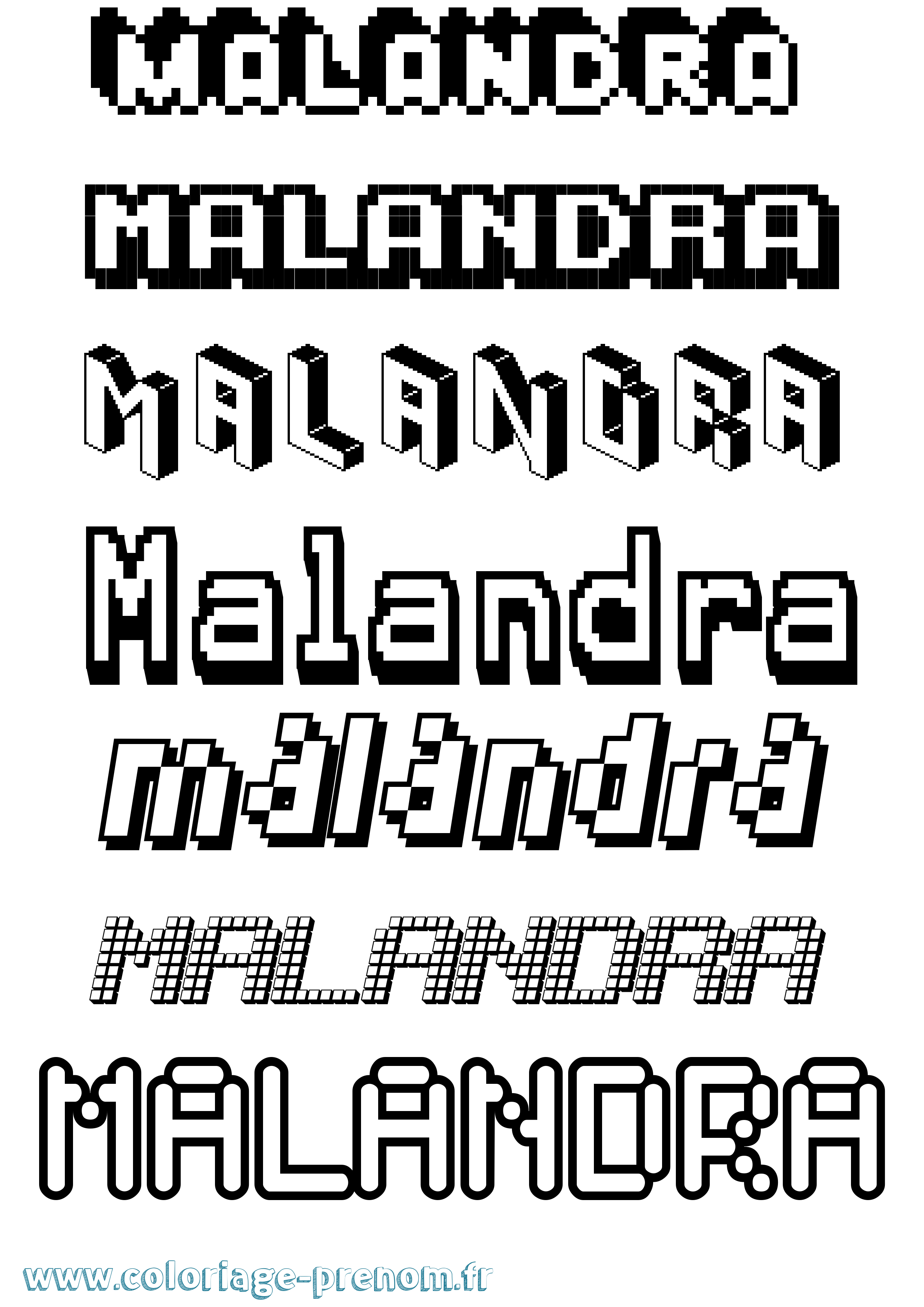 Coloriage prénom Malandra Pixel