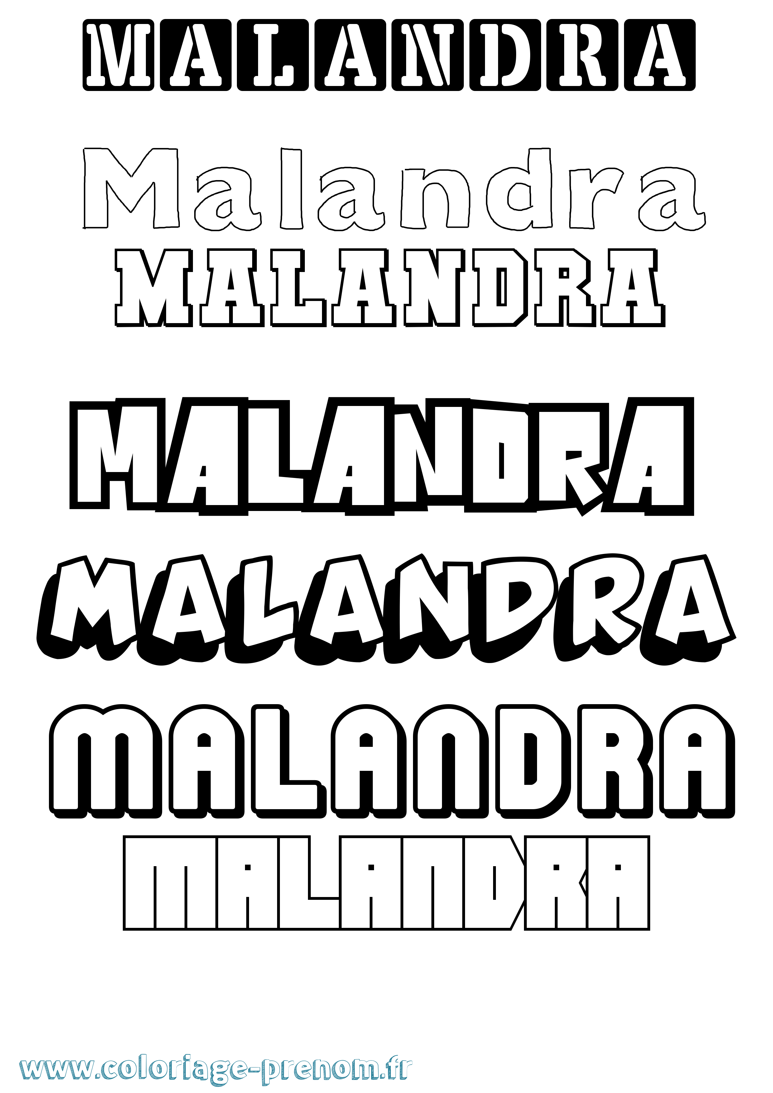 Coloriage prénom Malandra Simple