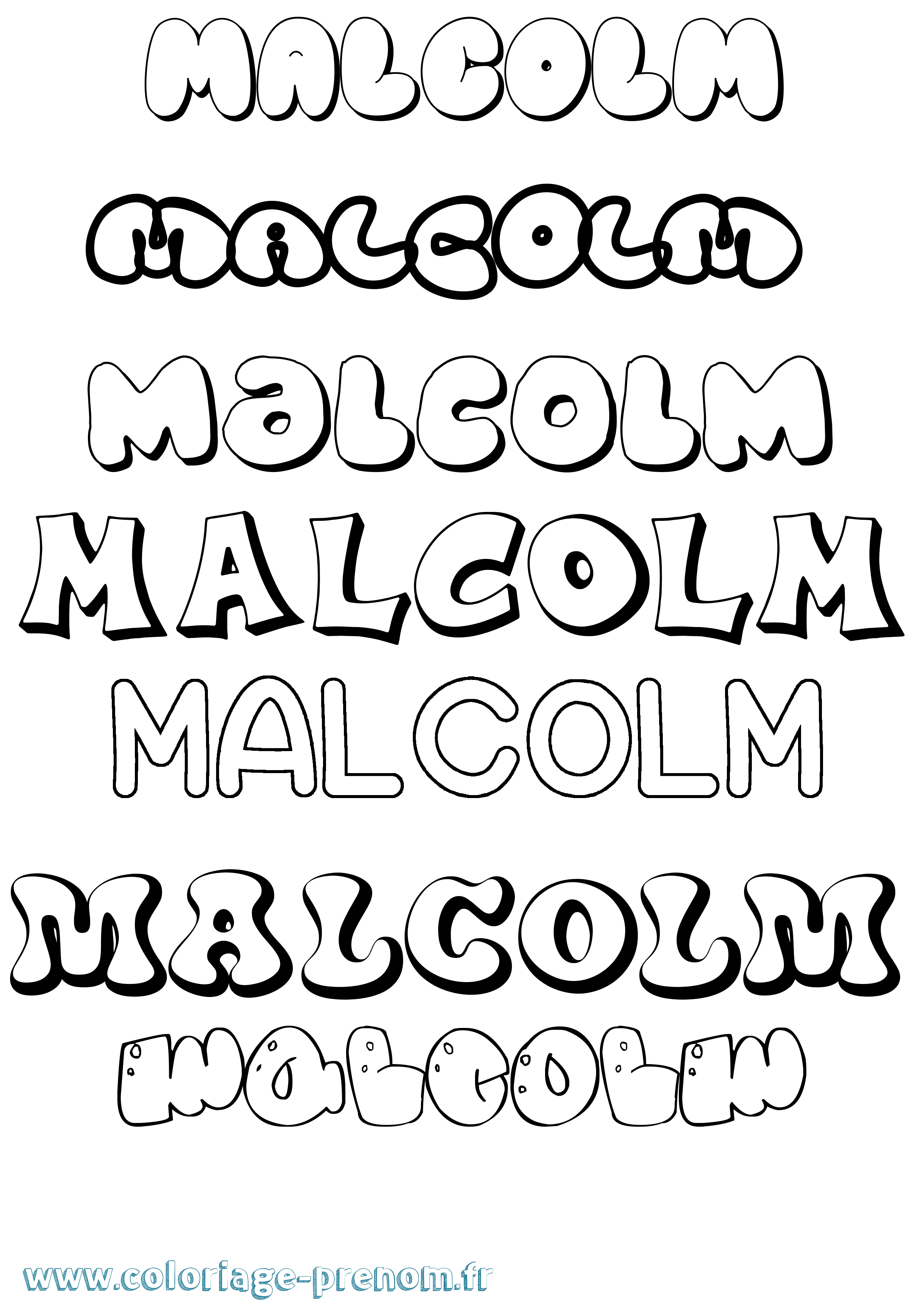 Coloriage prénom Malcolm