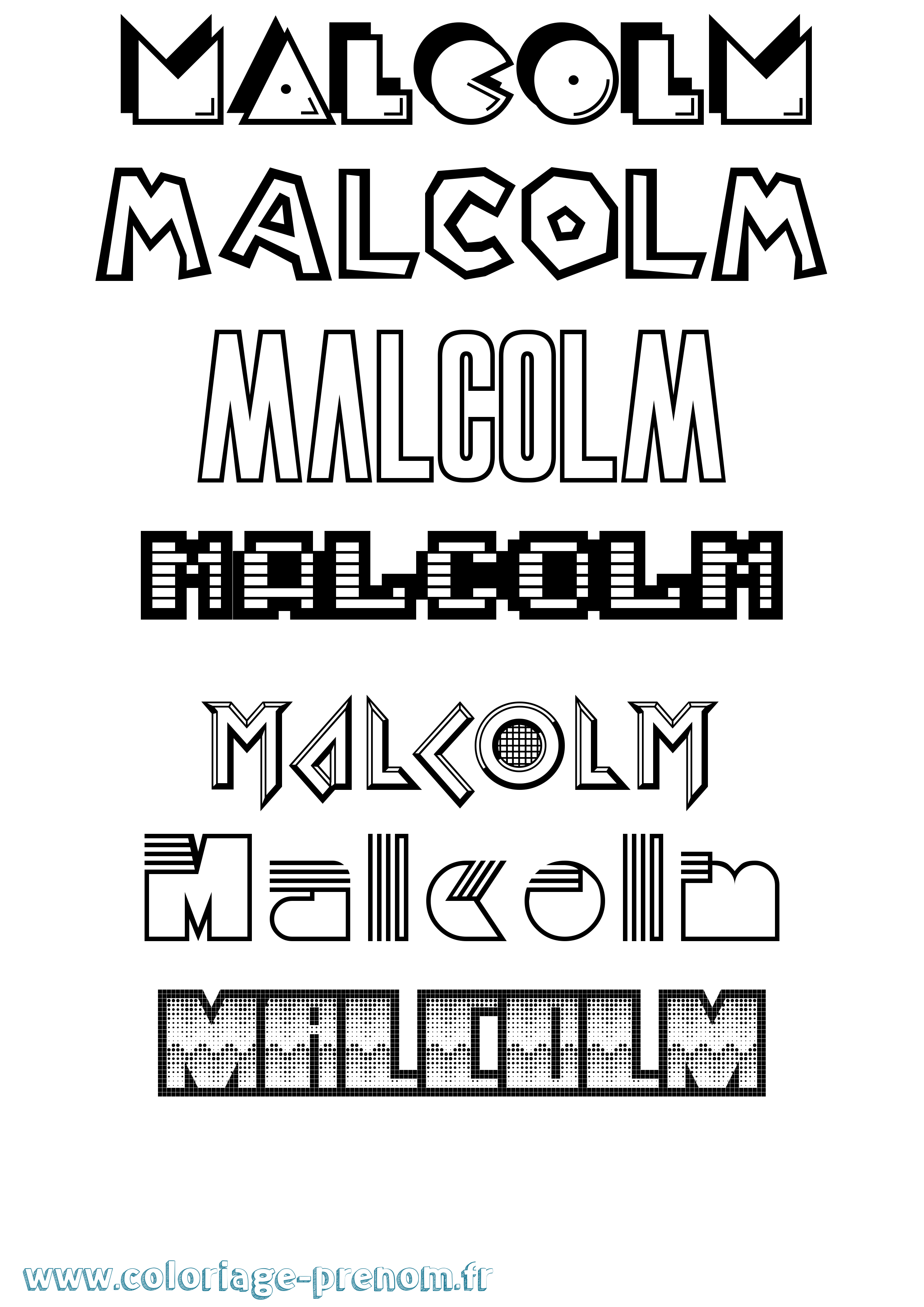Coloriage prénom Malcolm