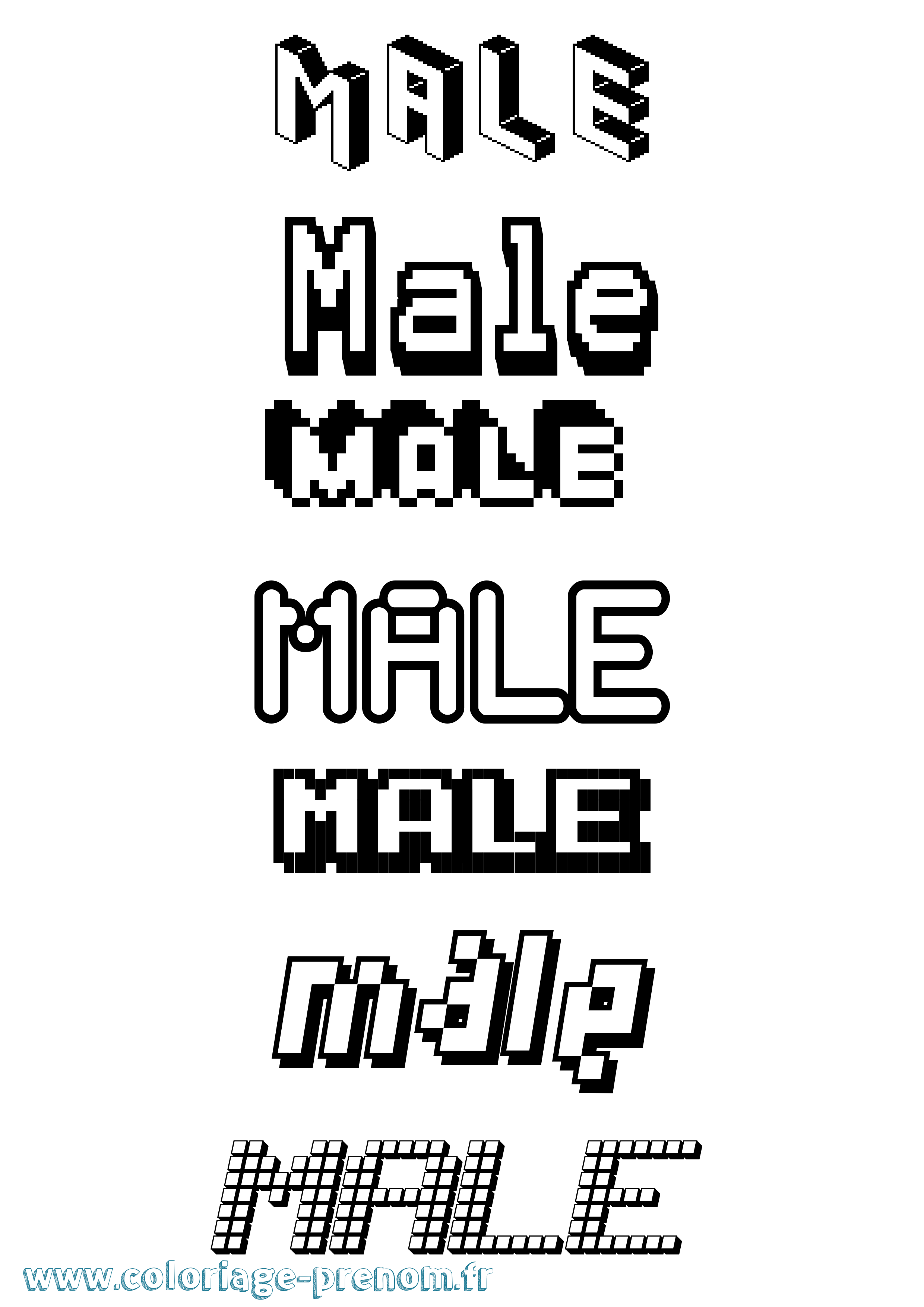 Coloriage prénom Male Pixel