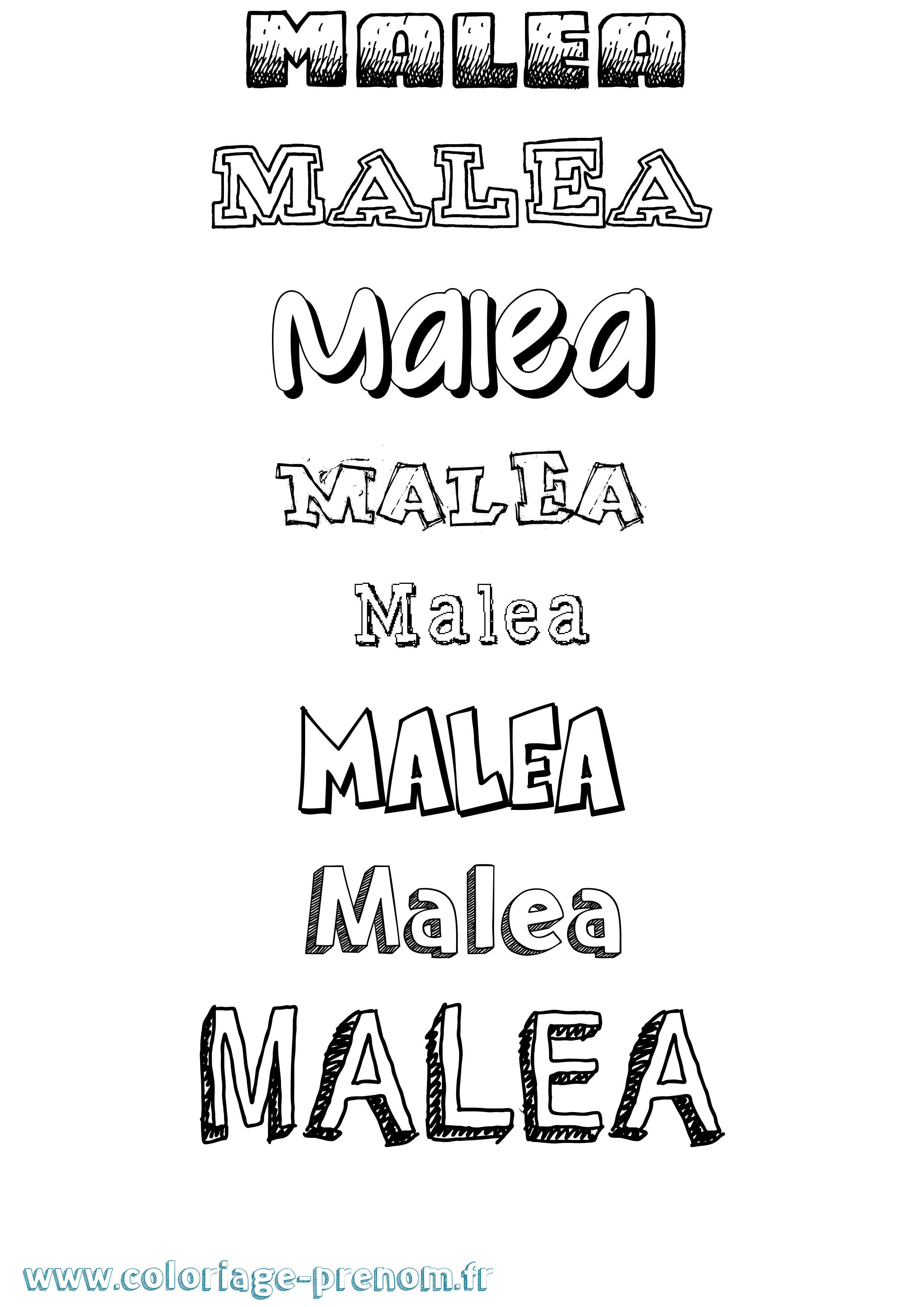 Coloriage prénom Malea Dessiné