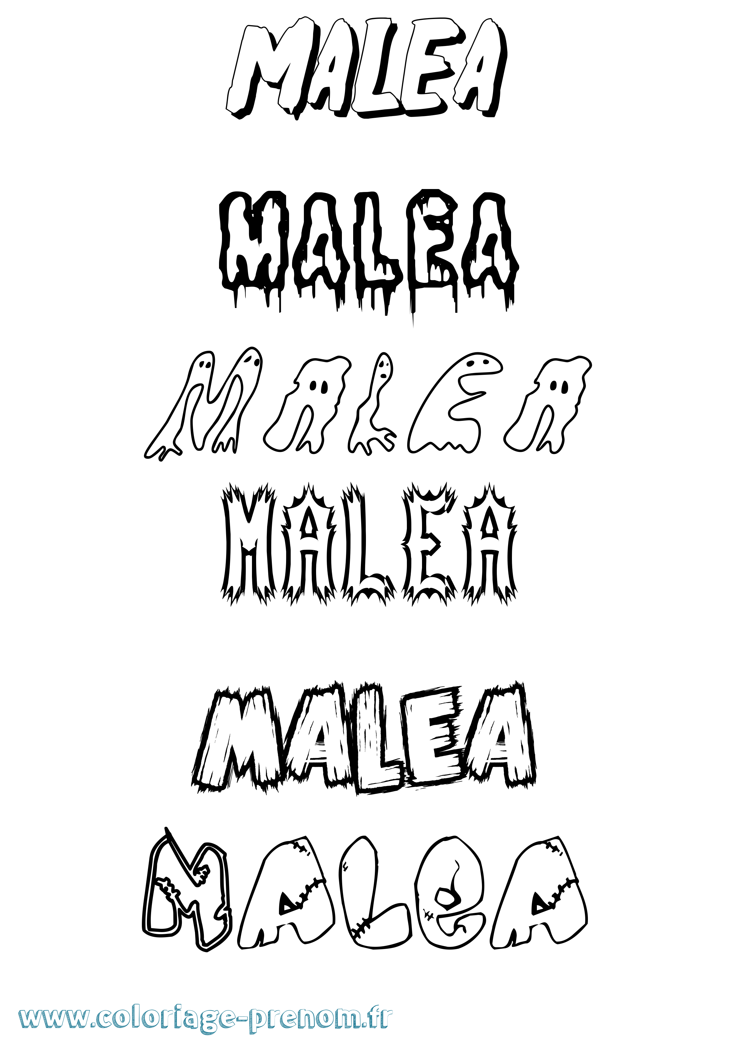 Coloriage prénom Malea Frisson