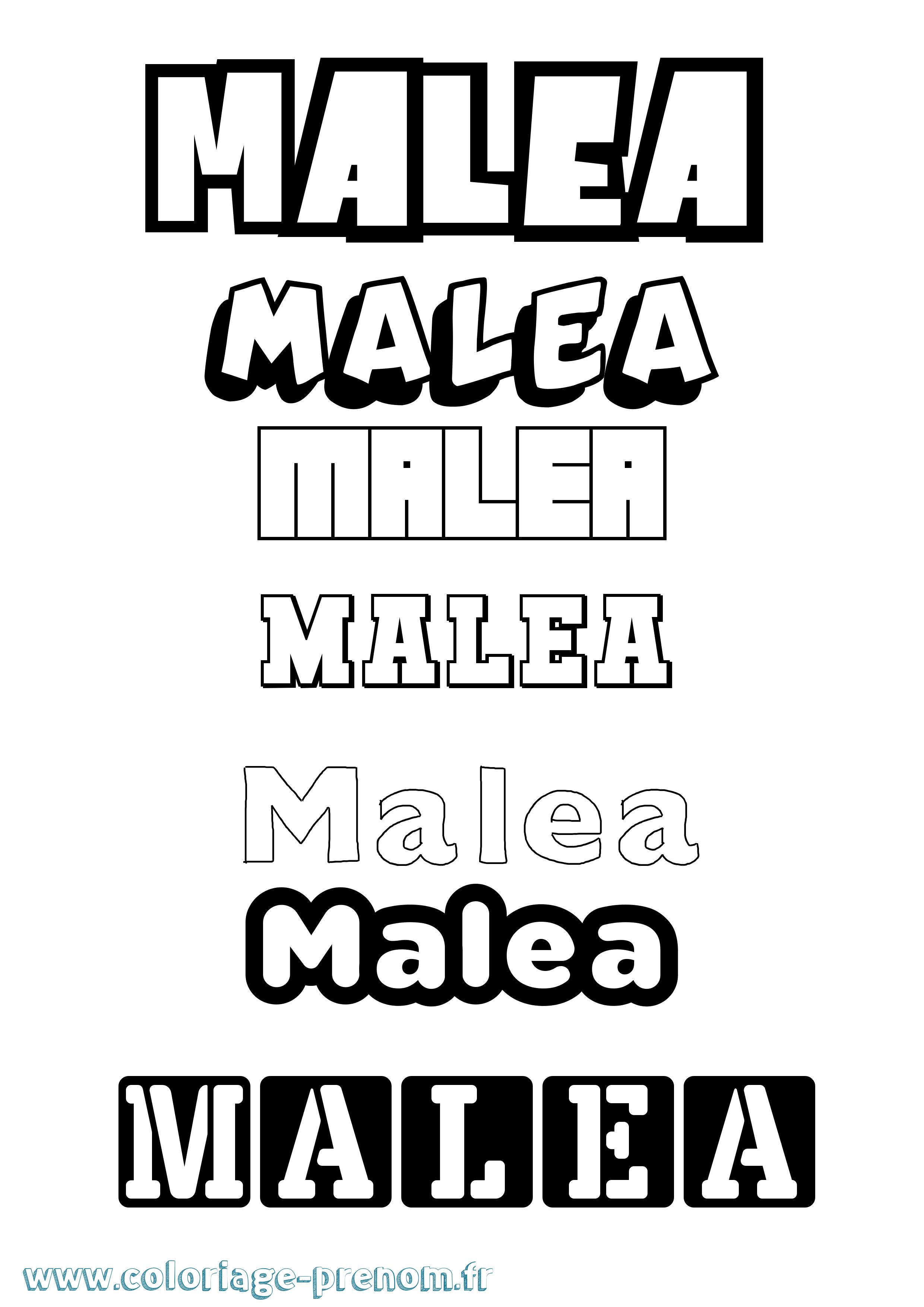 Coloriage prénom Malea Simple