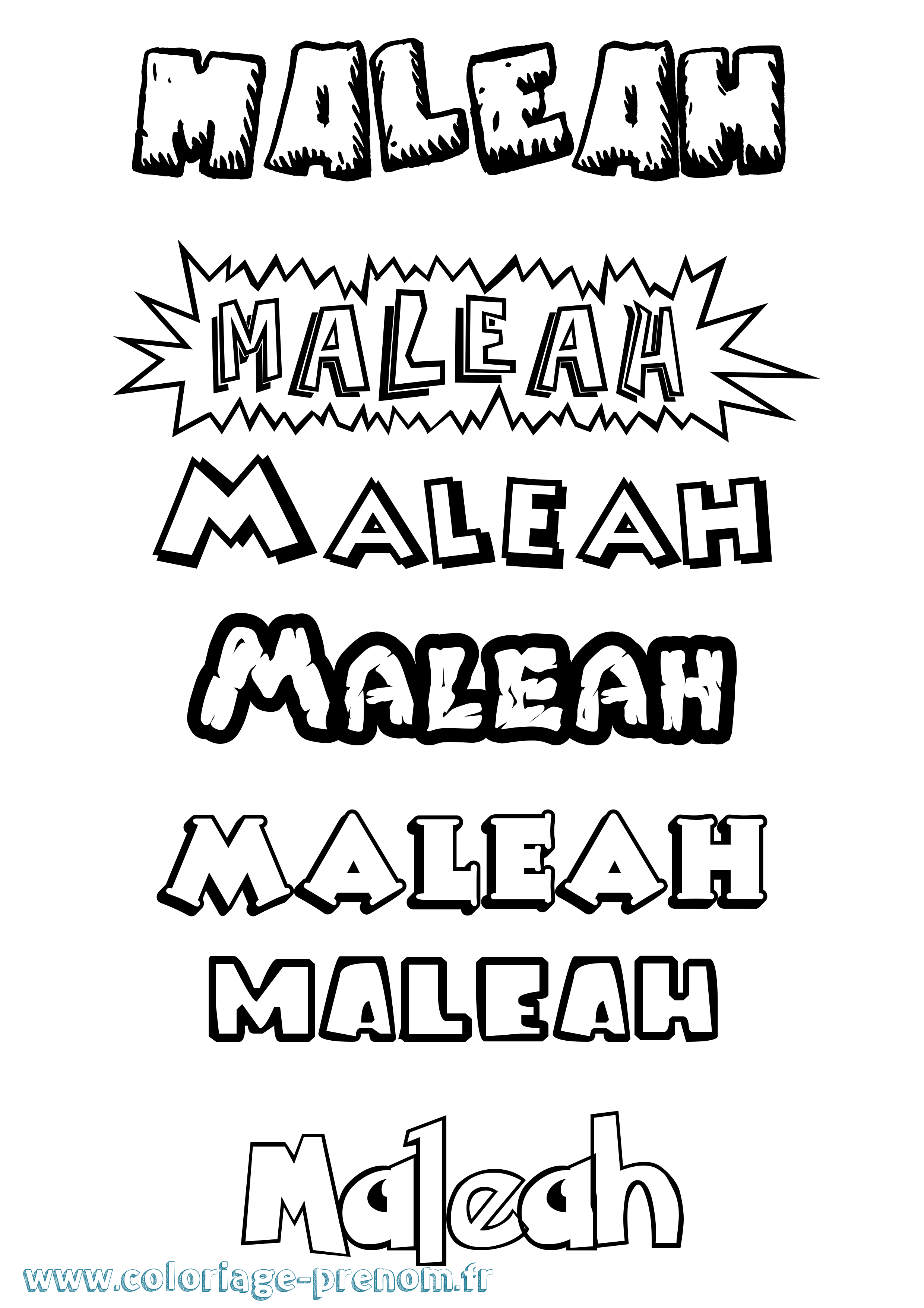 Coloriage prénom Maleah Dessin Animé