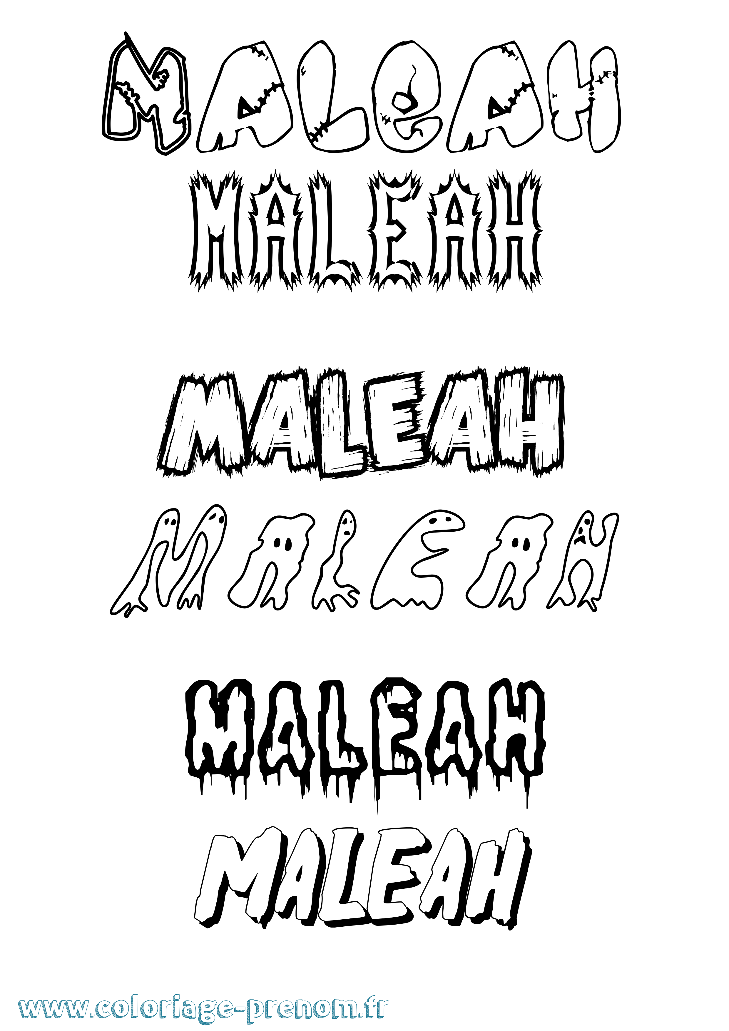 Coloriage prénom Maleah Frisson