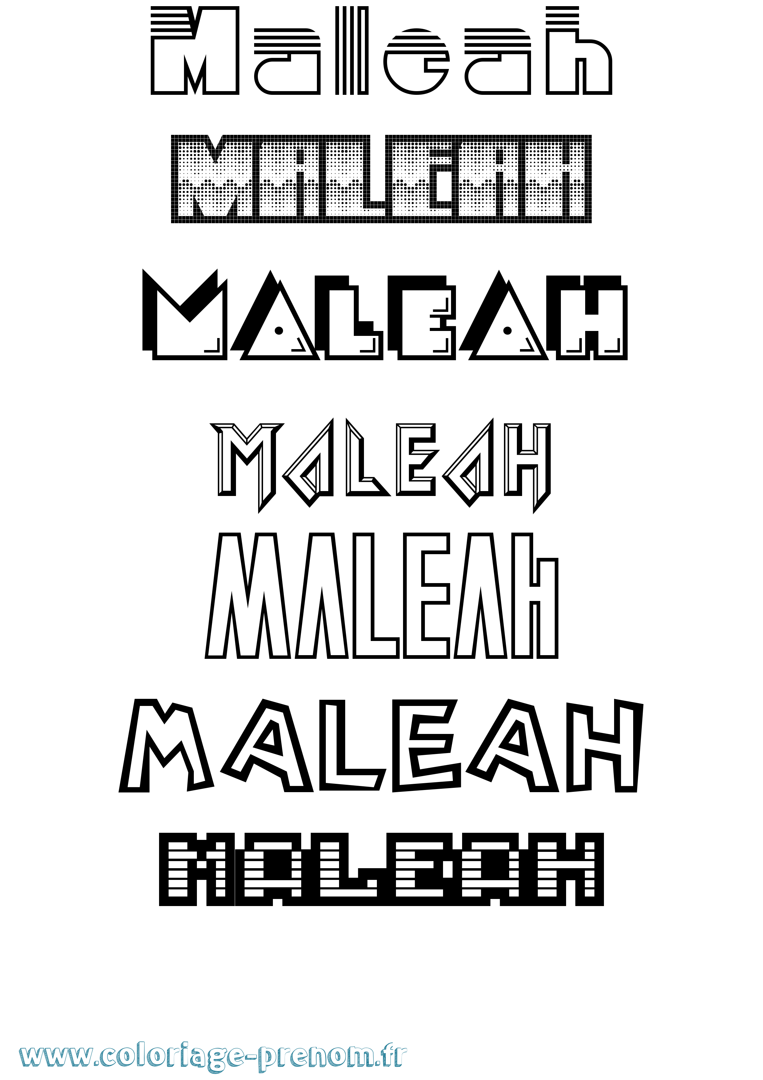 Coloriage prénom Maleah Jeux Vidéos