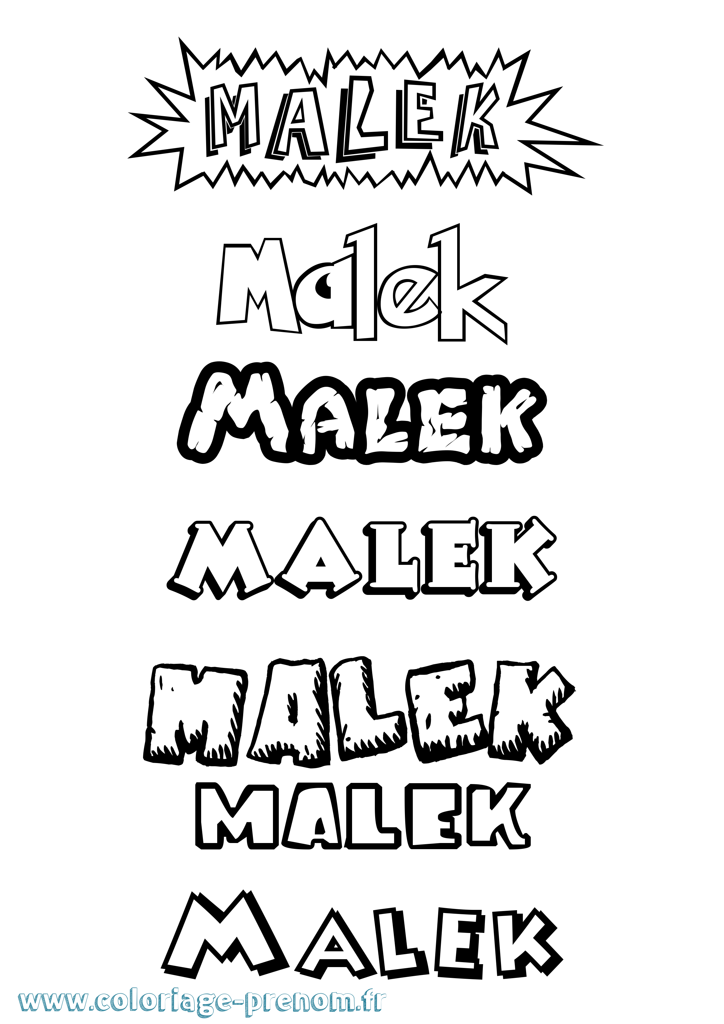 Coloriage prénom Malek Dessin Animé