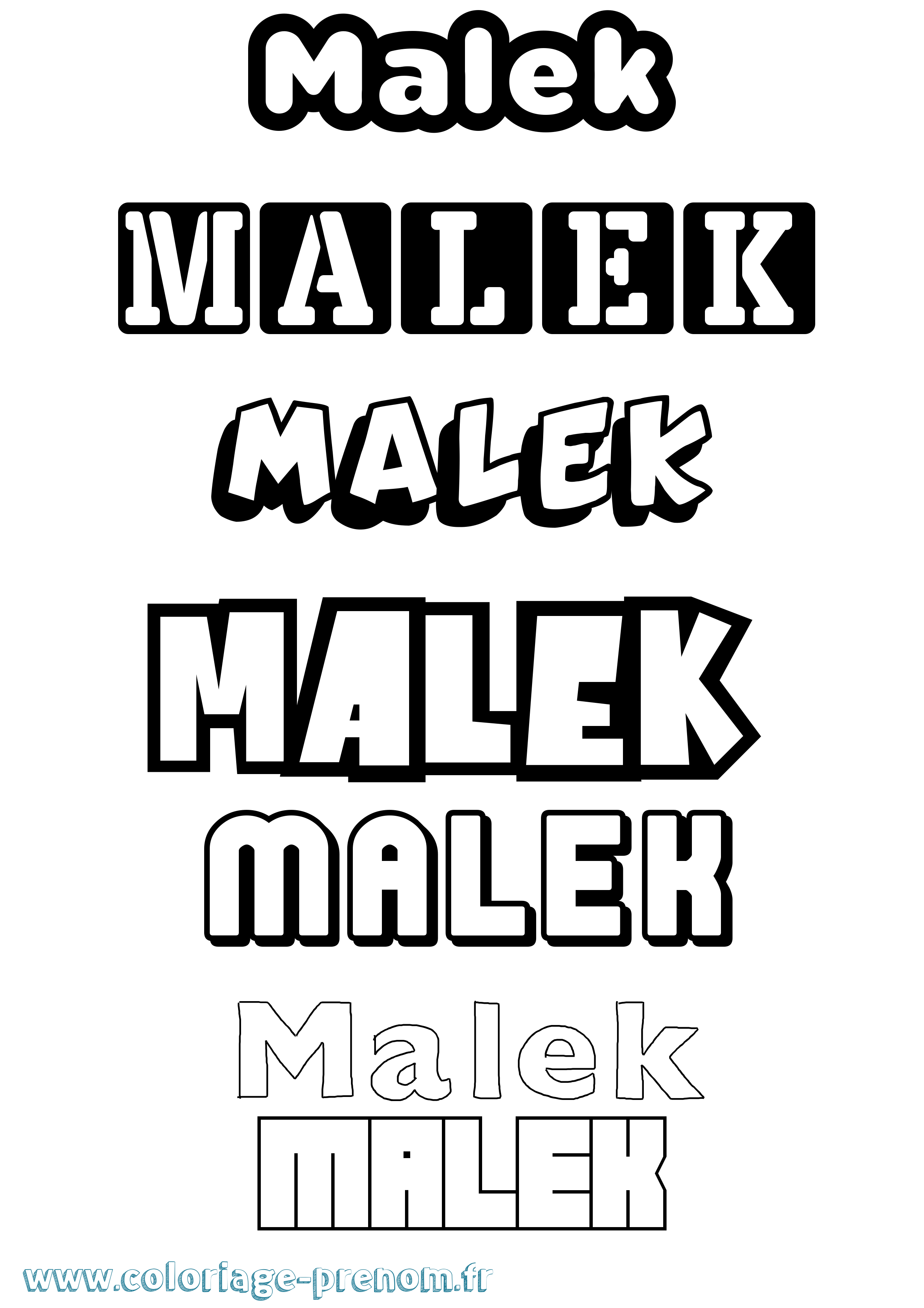 Coloriage prénom Malek Simple