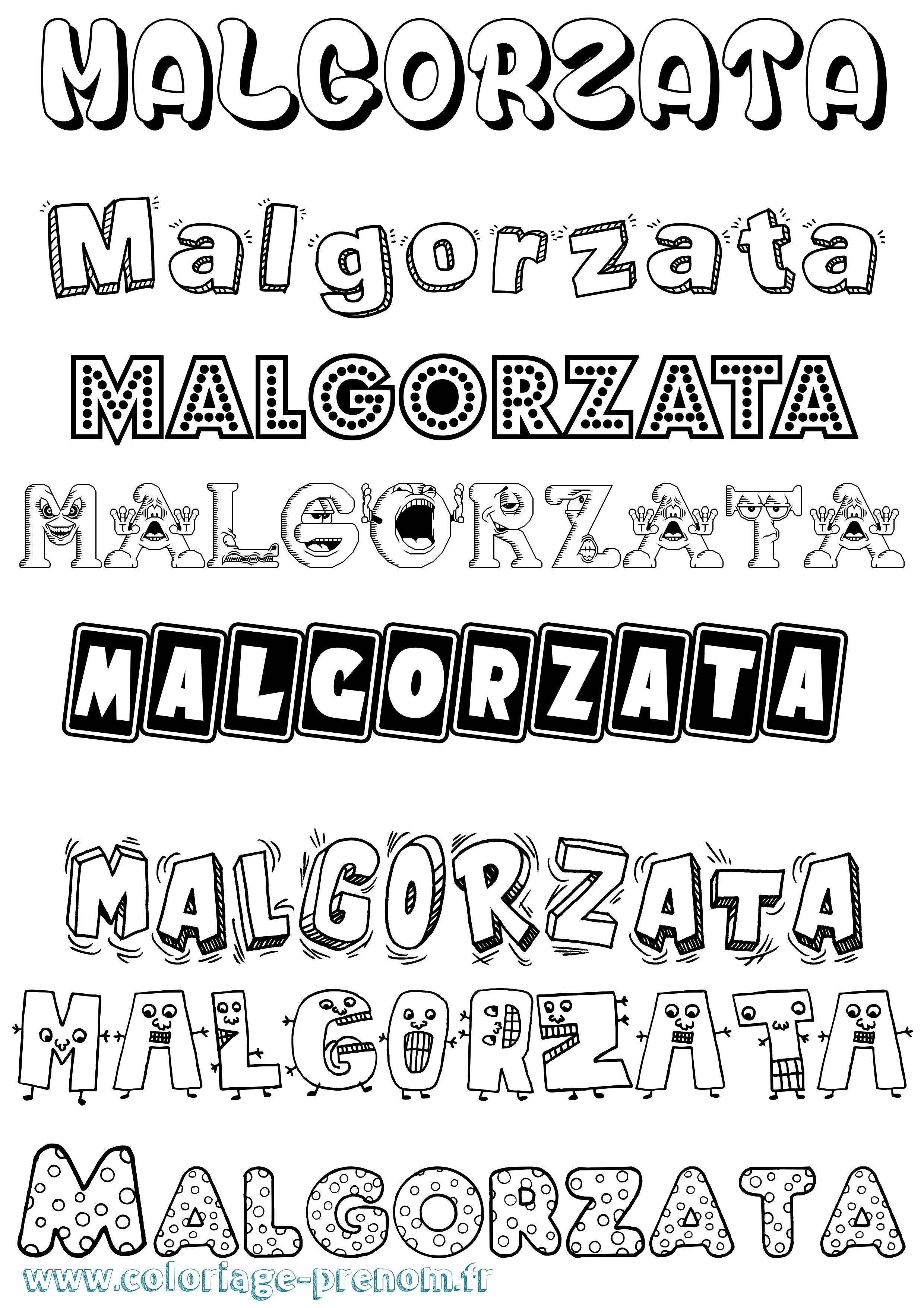 Coloriage prénom Malgorzata Fun