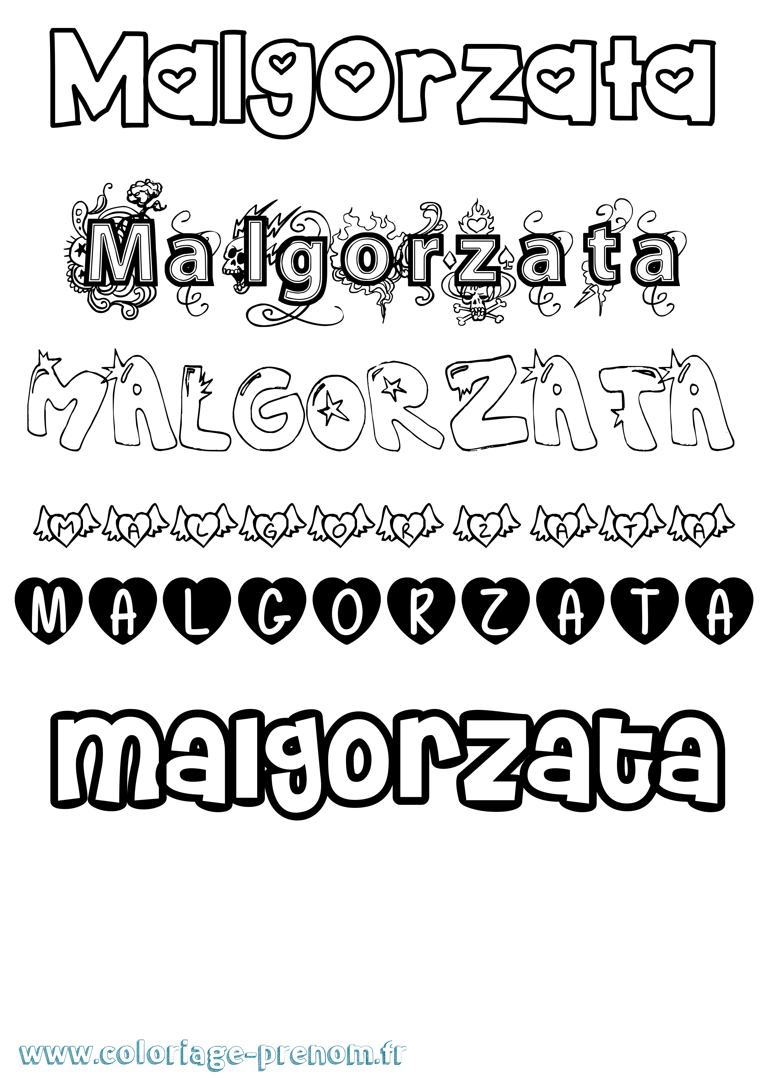 Coloriage prénom Malgorzata Girly