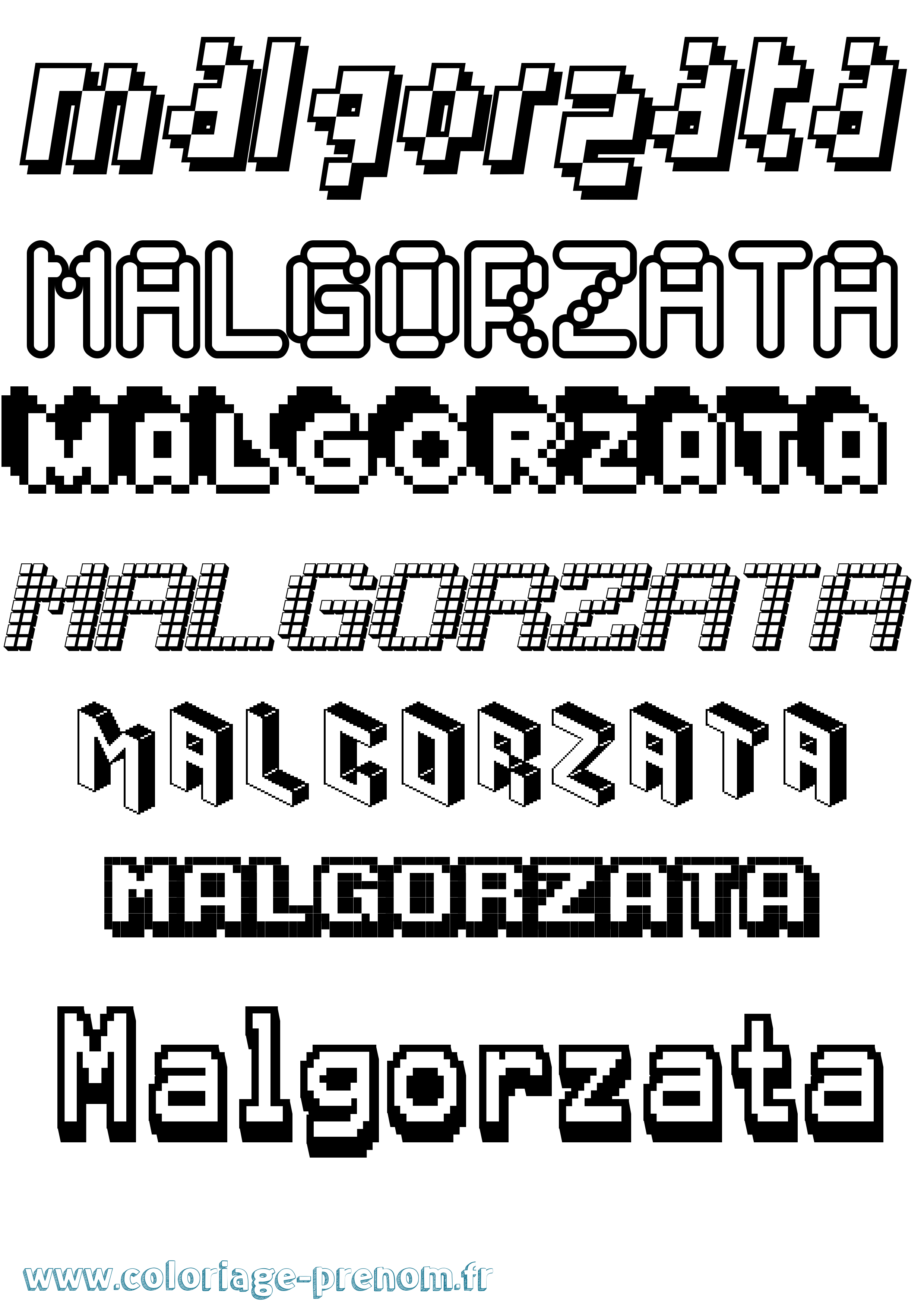 Coloriage prénom Malgorzata Pixel