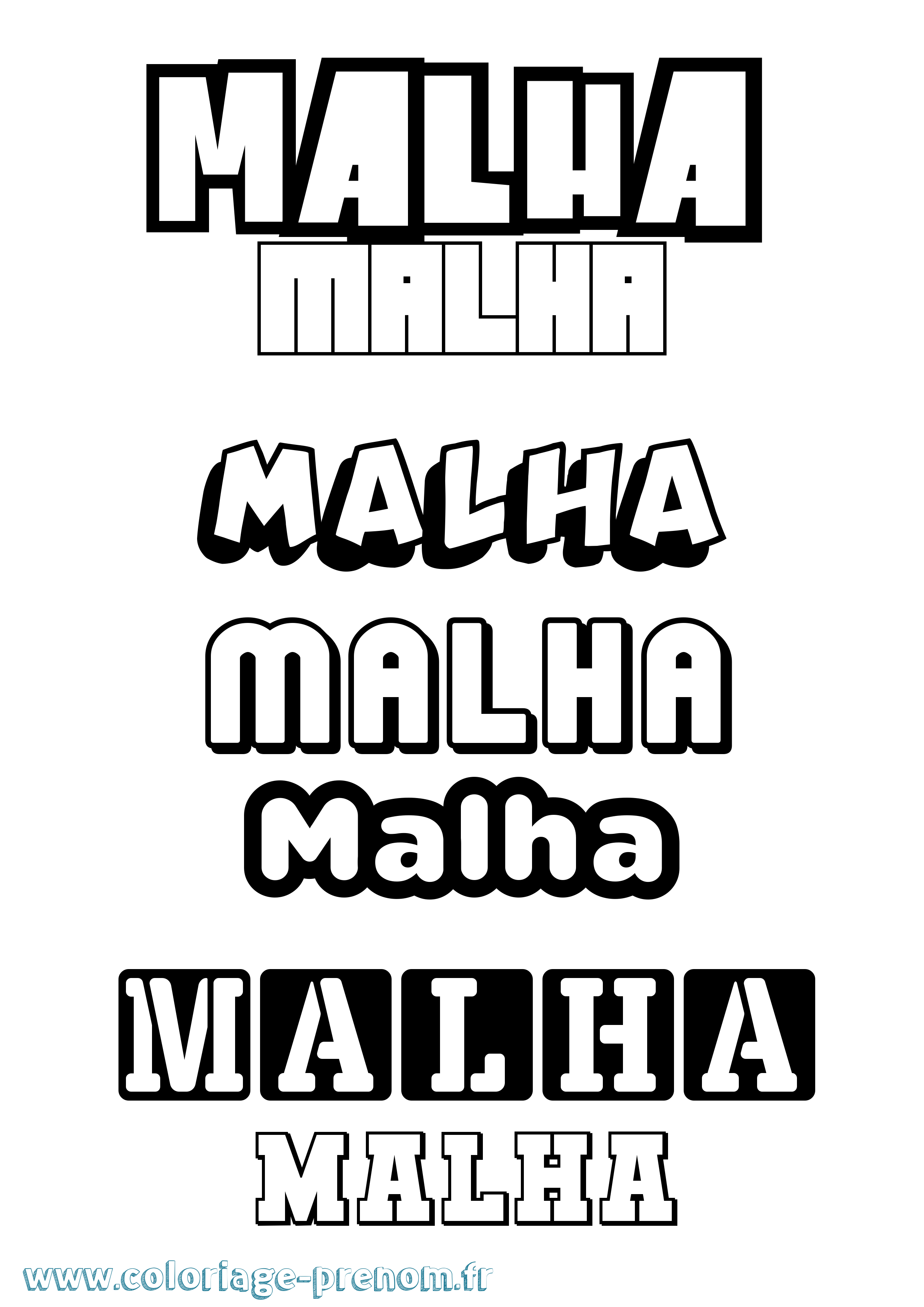 Coloriage prénom Malha Simple