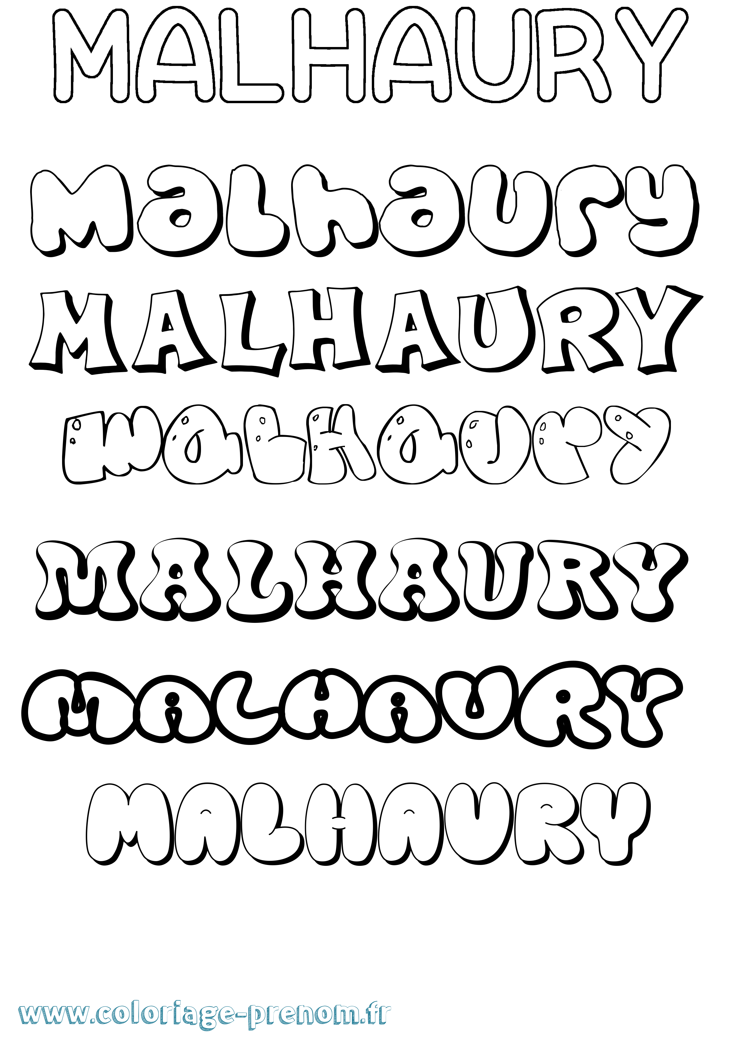 Coloriage Malhaury Bubble Coloriage prénom Malhaury Bubble