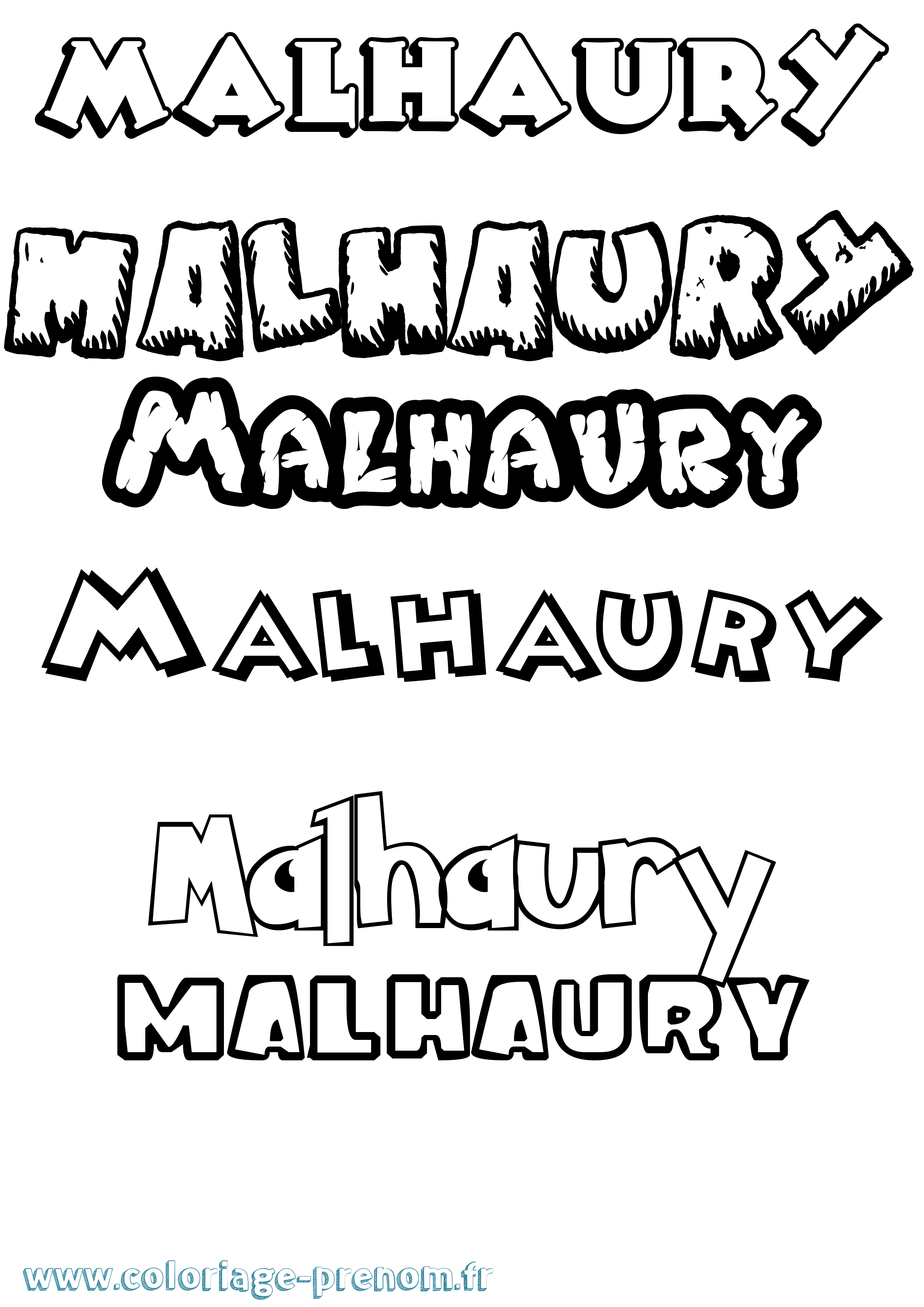 Coloriage Malhaury Dessin Animé Coloriage prénom Malhaury Dessin Animé
