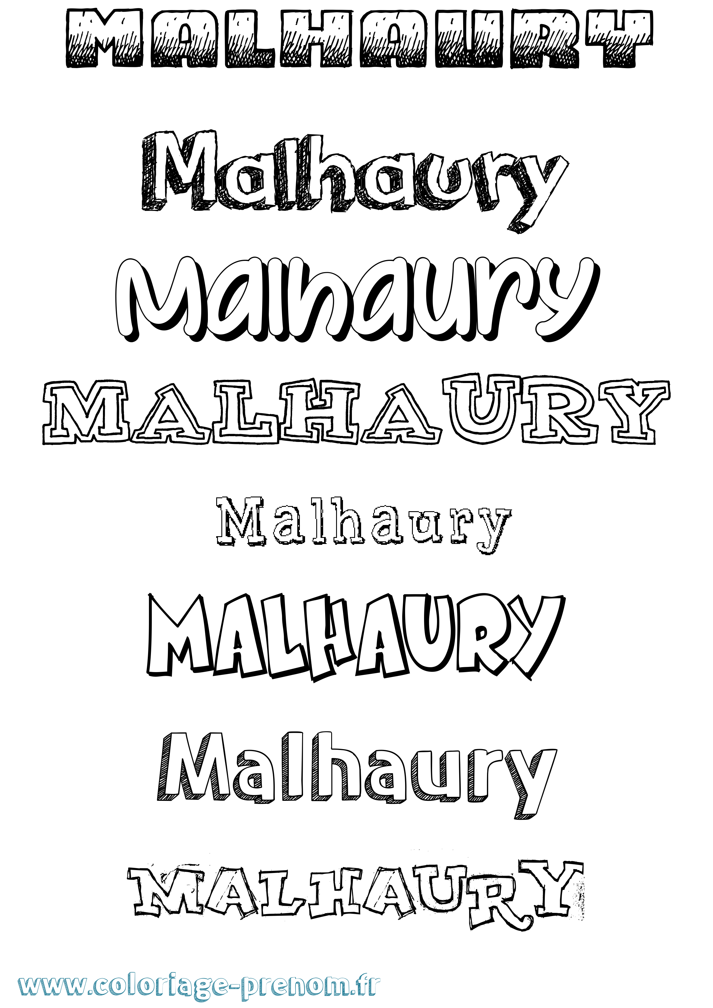 Coloriage prénom Malhaury Dessiné